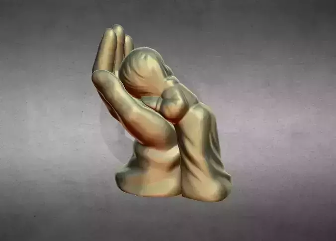 child sleeping in hand decoration 