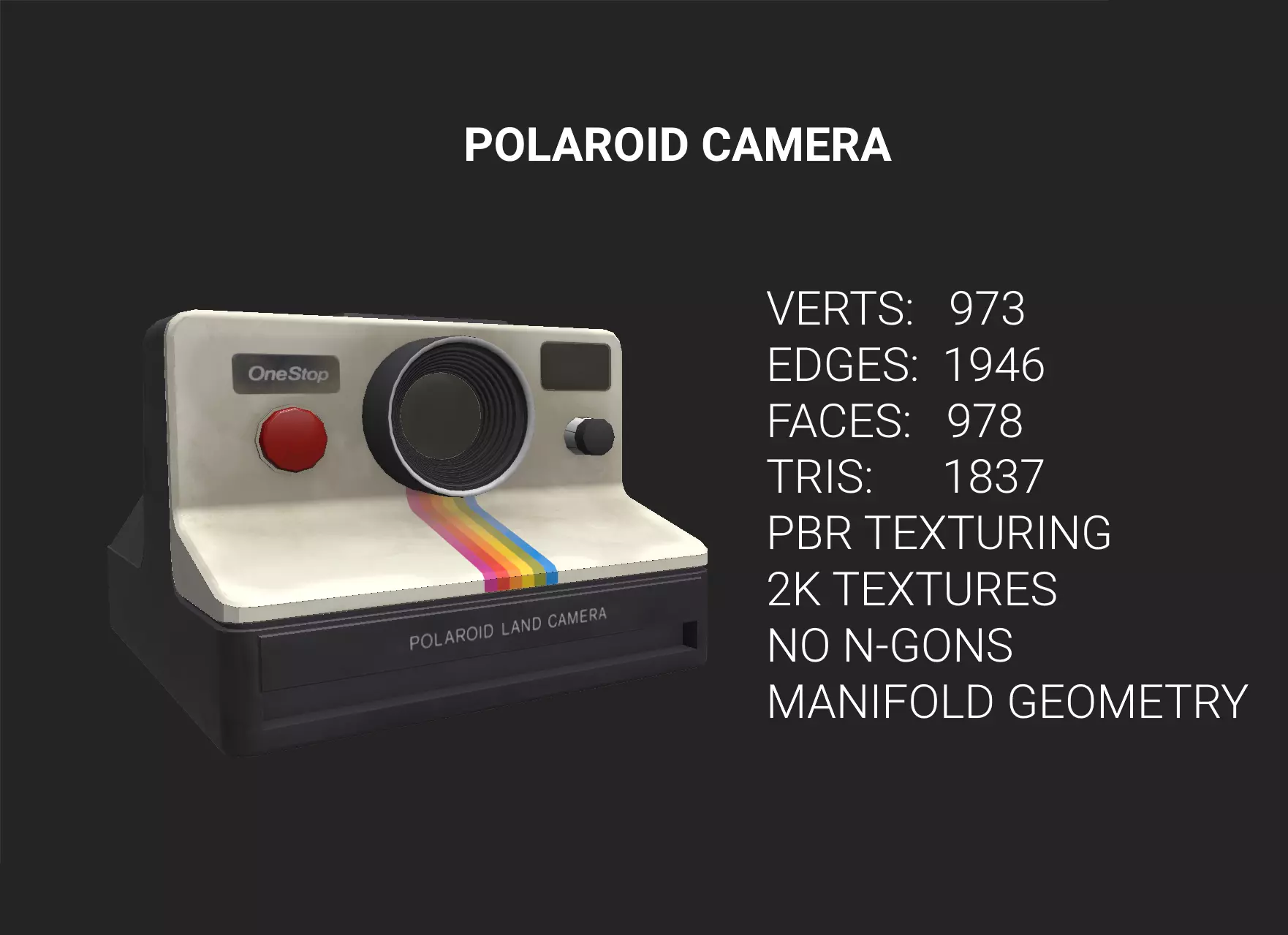 Polaroid Camera Low-poly 3D model_0