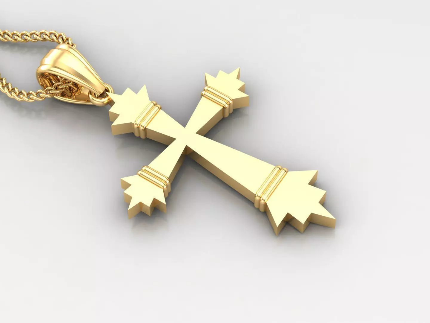 Light Gold 18K Cross Pendant 2CP100 3D print model_0