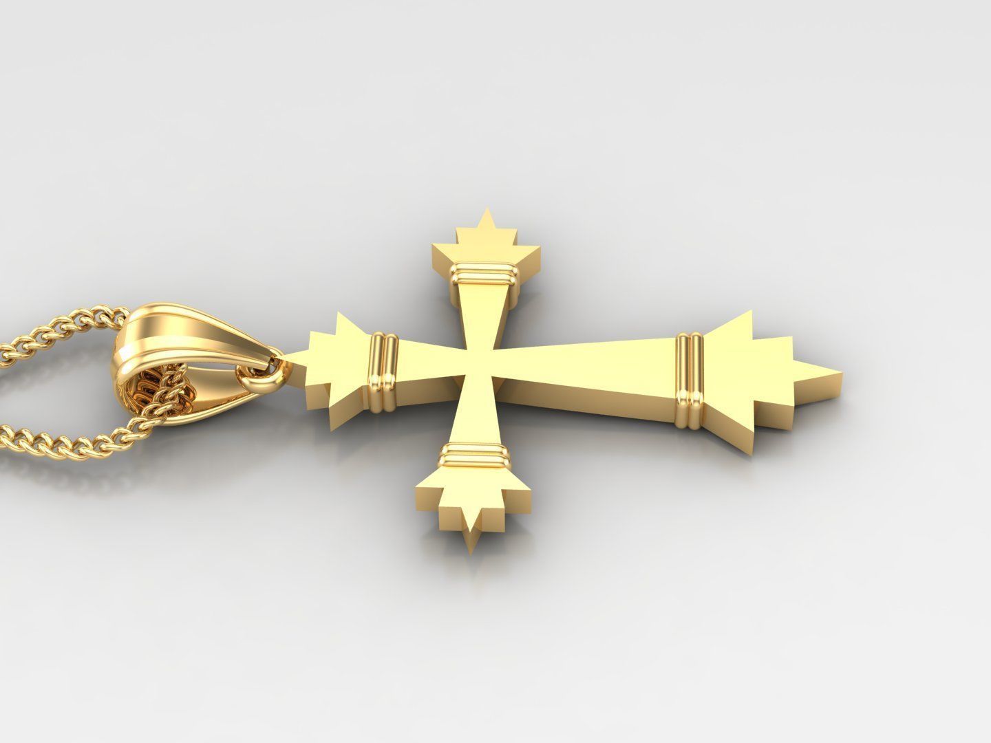 Light Gold 18K Cross Pendant 2CP100 3D print model_3