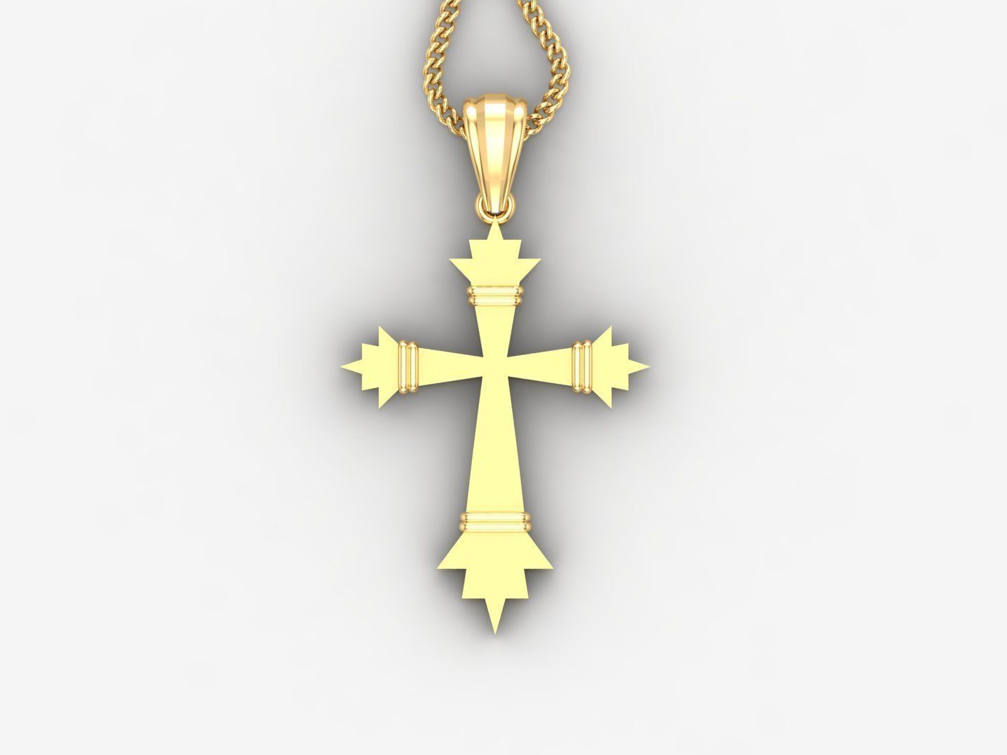 Light Gold 18K Cross Pendant 2CP100 3D print model_4