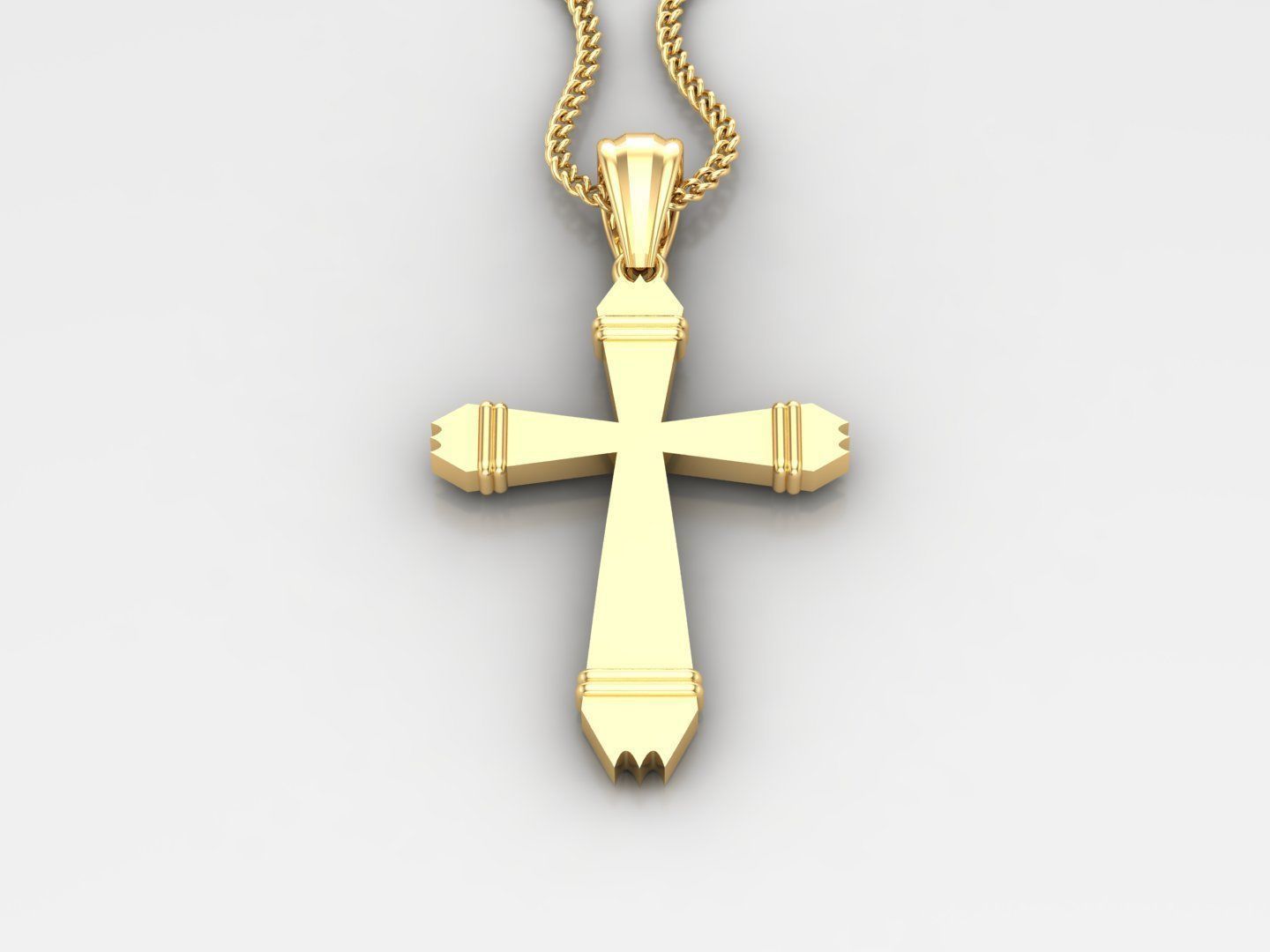 Light Gold 18K Cross Pendant 2CP099 3D print model_2