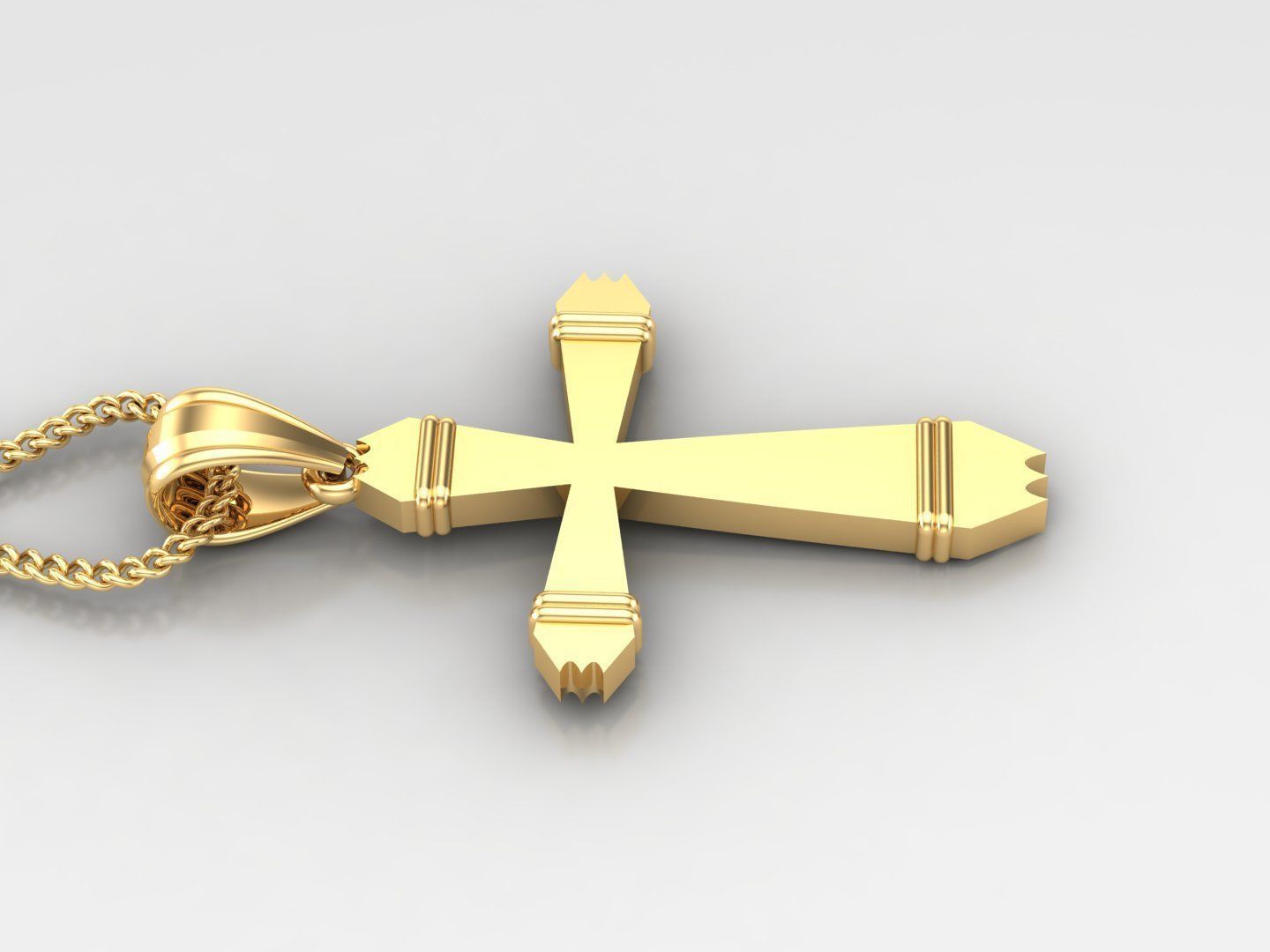 Light Gold 18K Cross Pendant 2CP099 3D print model_3