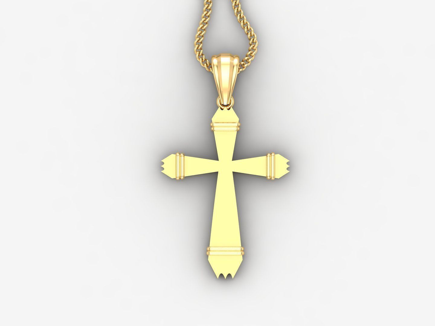 Light Gold 18K Cross Pendant 2CP099 3D print model_4