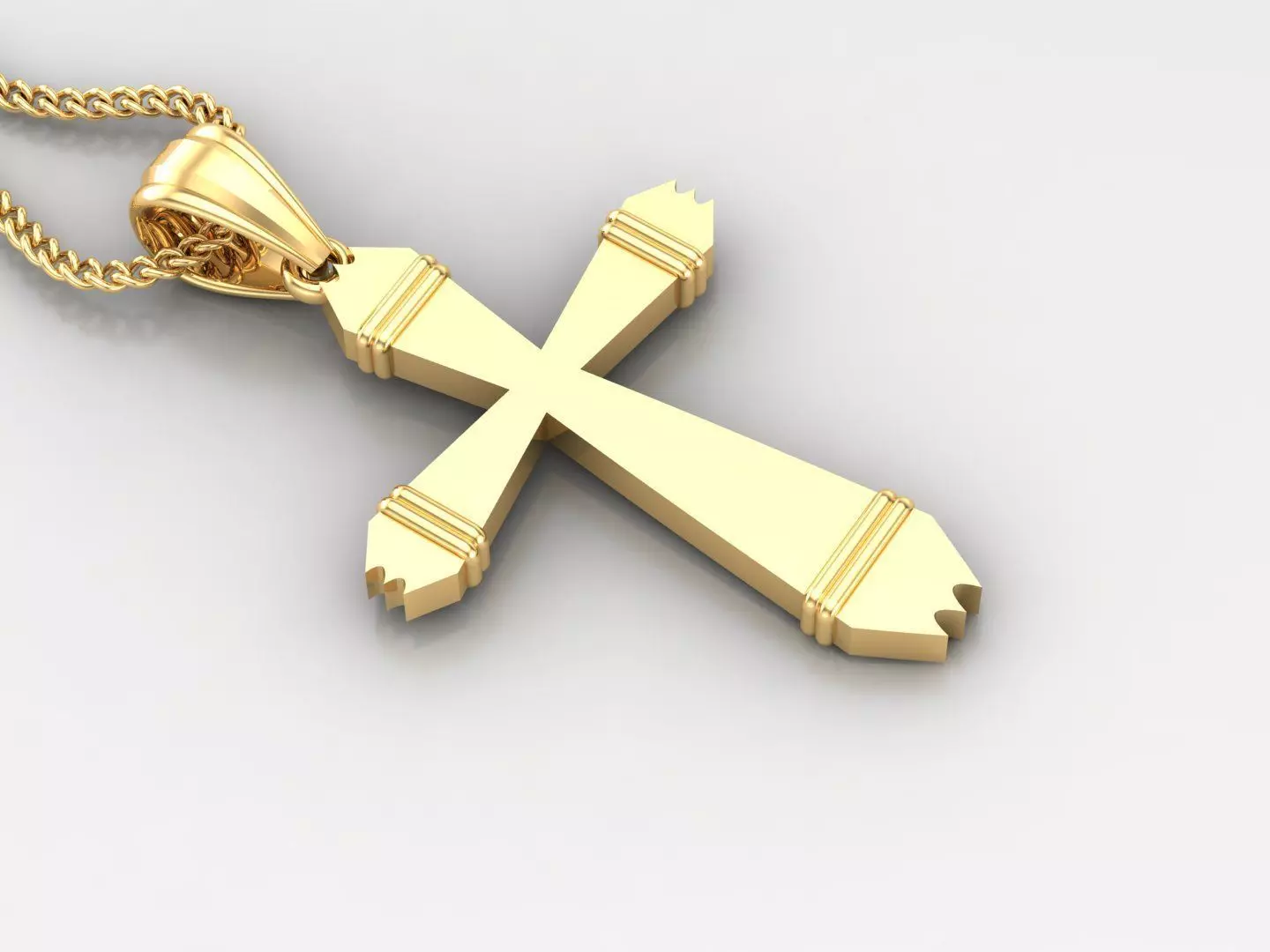 Light Gold 18K Cross Pendant 2CP099 3D print model_0