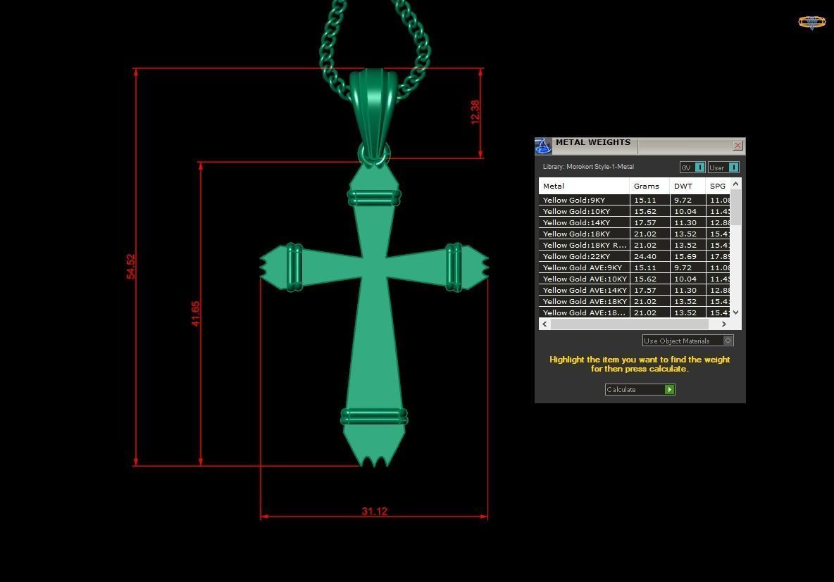 Light Gold 18K Cross Pendant 2CP099 3D print model_1