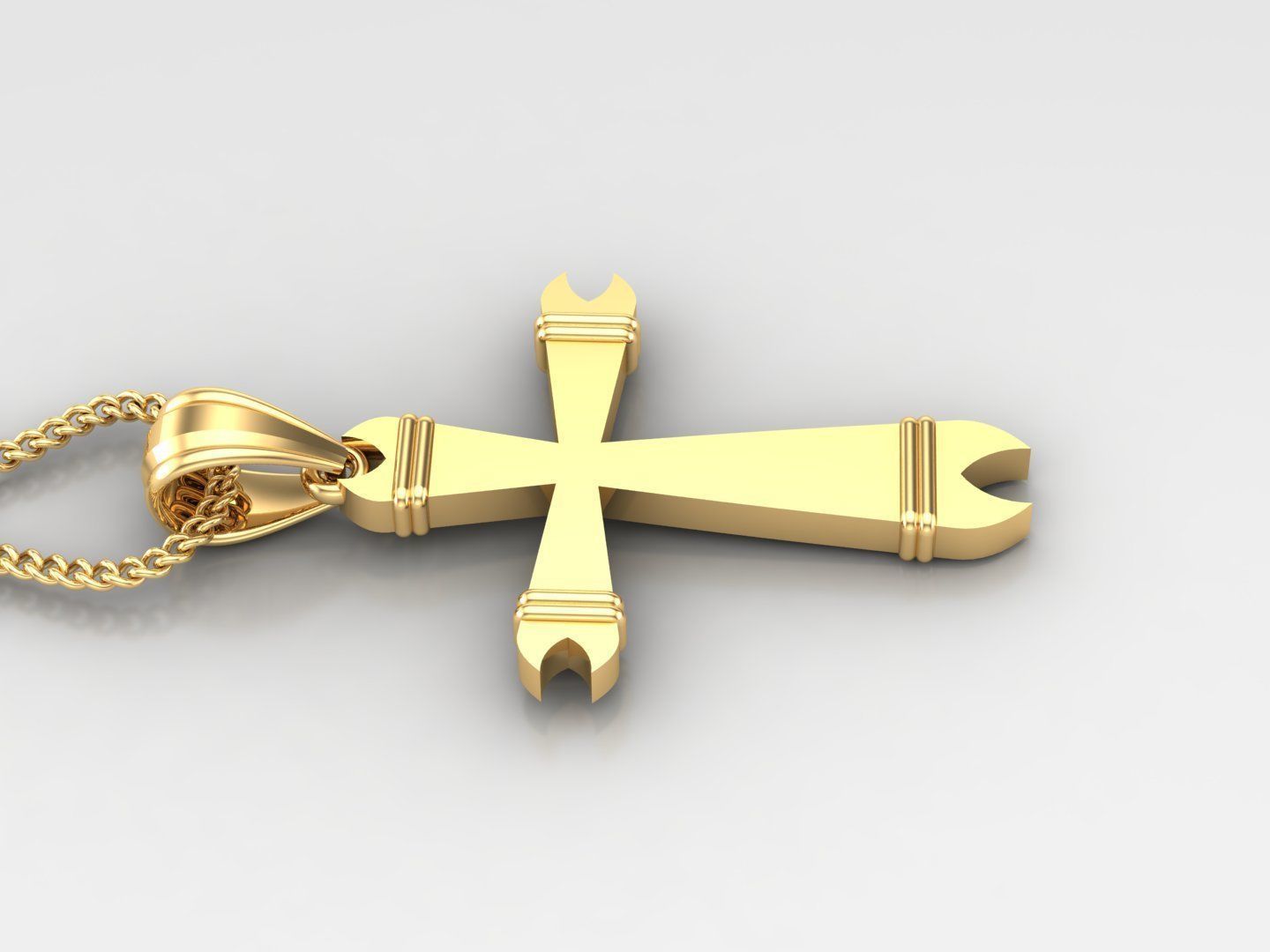 Light Gold 18K Cross Pendant 2CP098 3D print model_3