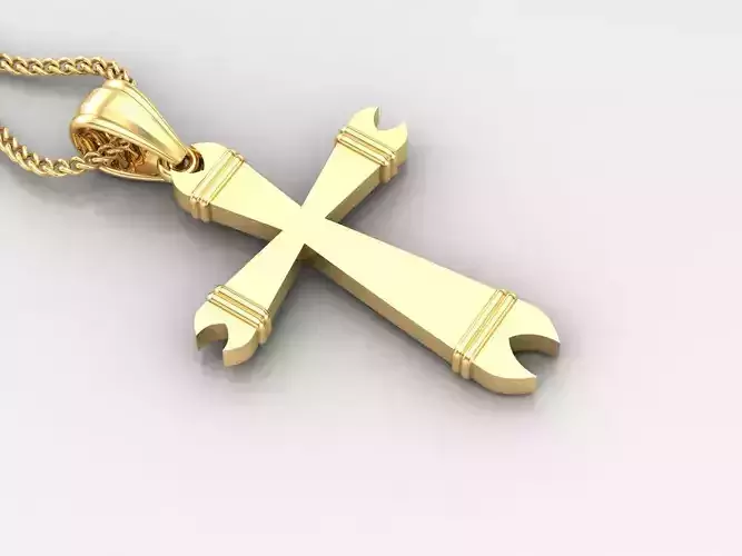 Light Gold 18K Cross Pendant 2CP098