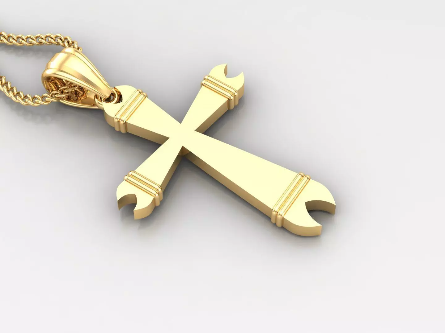 Light Gold 18K Cross Pendant 2CP098 3D print model_0