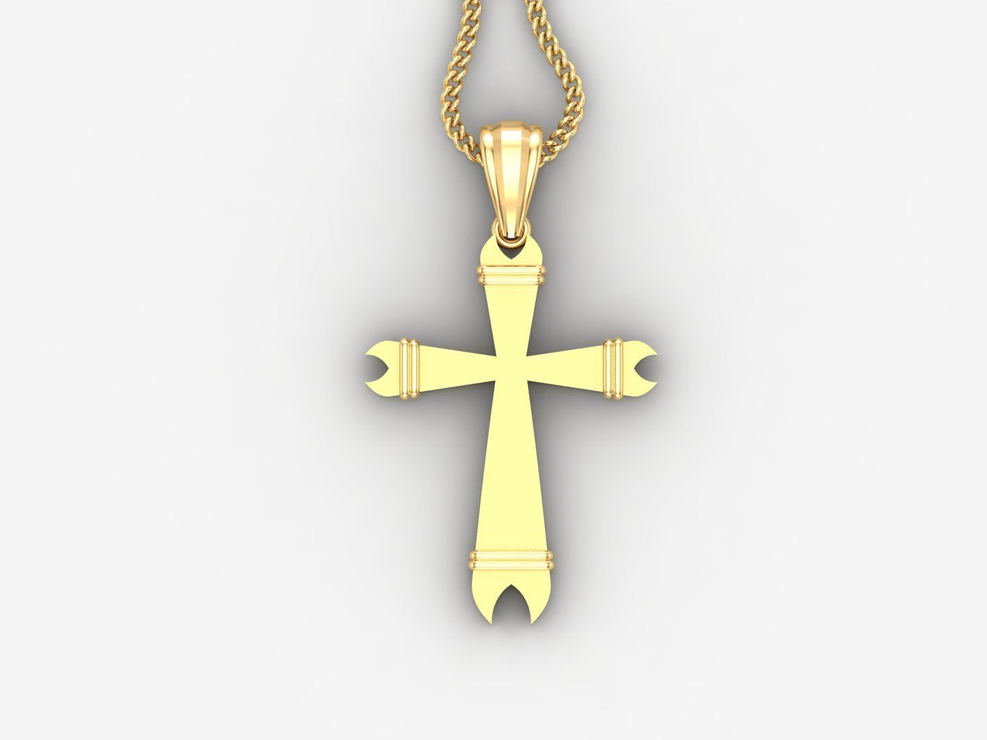 Light Gold 18K Cross Pendant 2CP098 3D print model_4