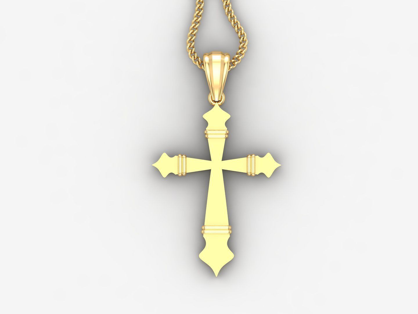 Light Gold 18K Cross Pendant 2CP097 3D print model_4
