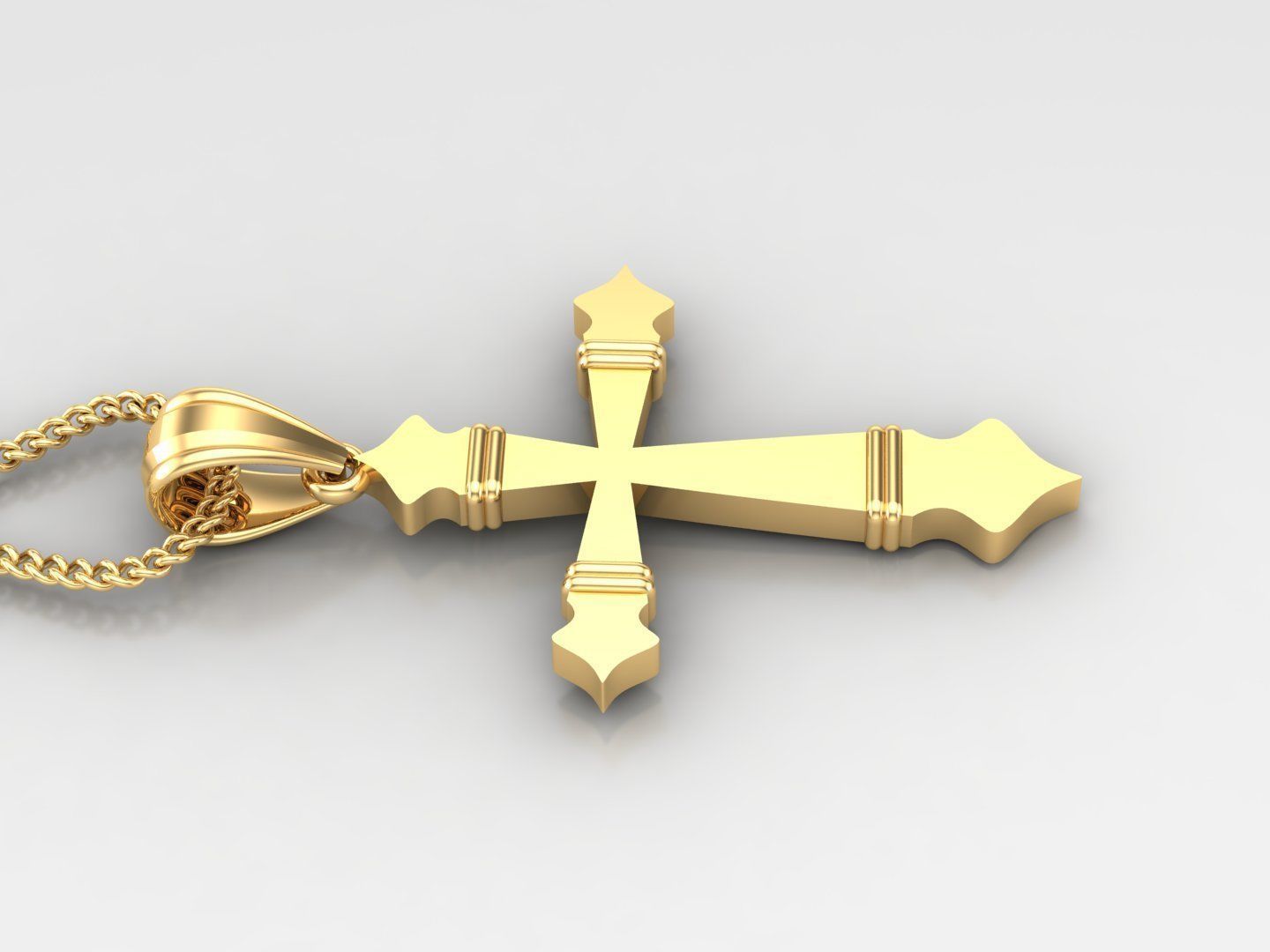 Light Gold 18K Cross Pendant 2CP097 3D print model_3