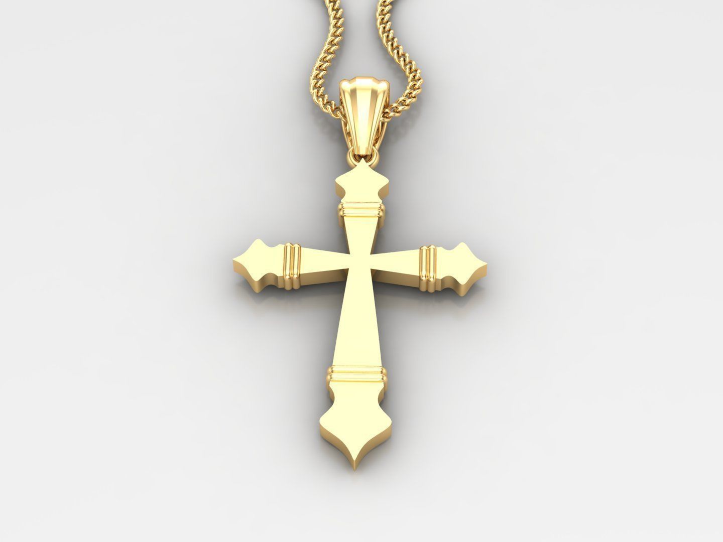 Light Gold 18K Cross Pendant 2CP097 3D print model_2