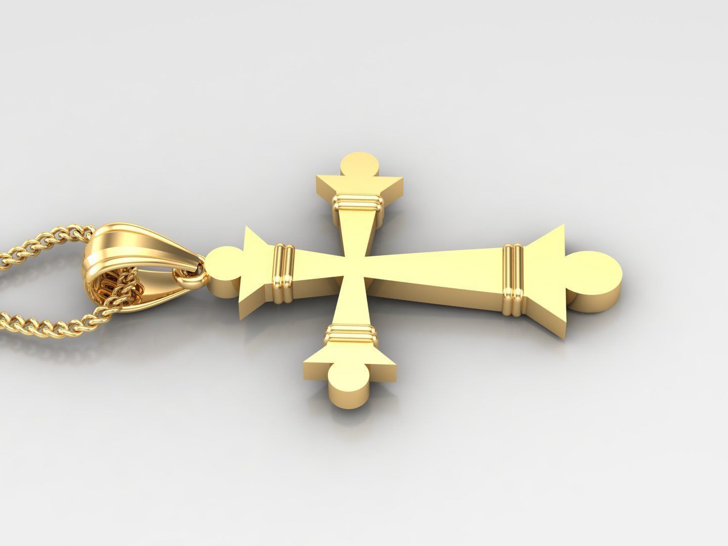 Light Gold 18K Cross Pendant 2CP096 3D print model_3