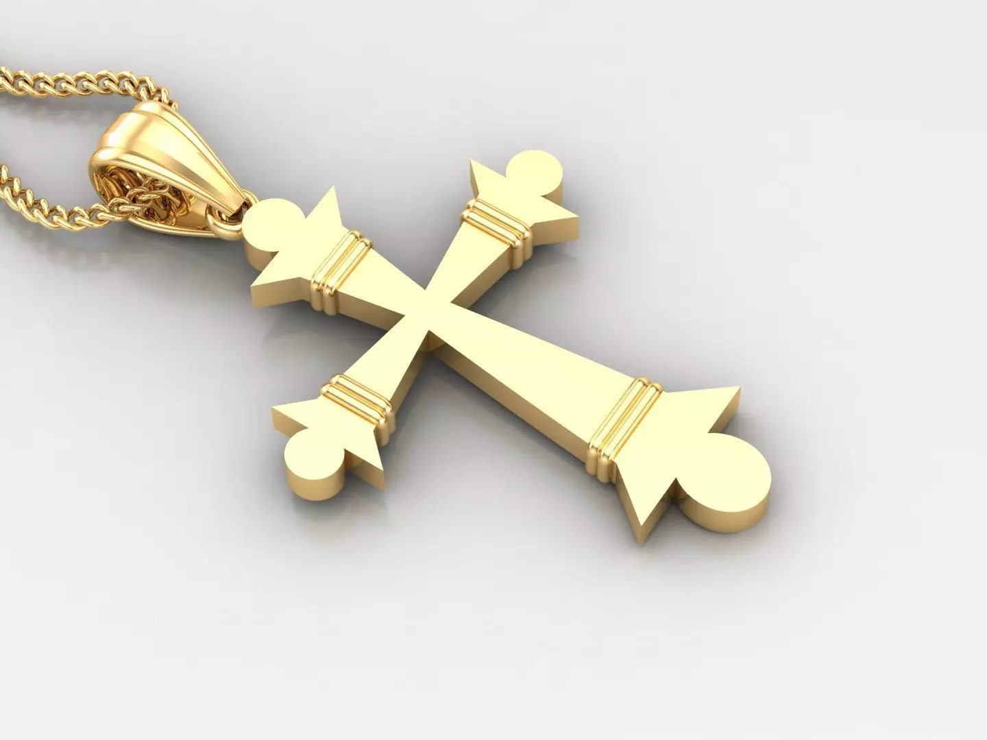 Light Gold 18K Cross Pendant 2CP096 3D print model_0