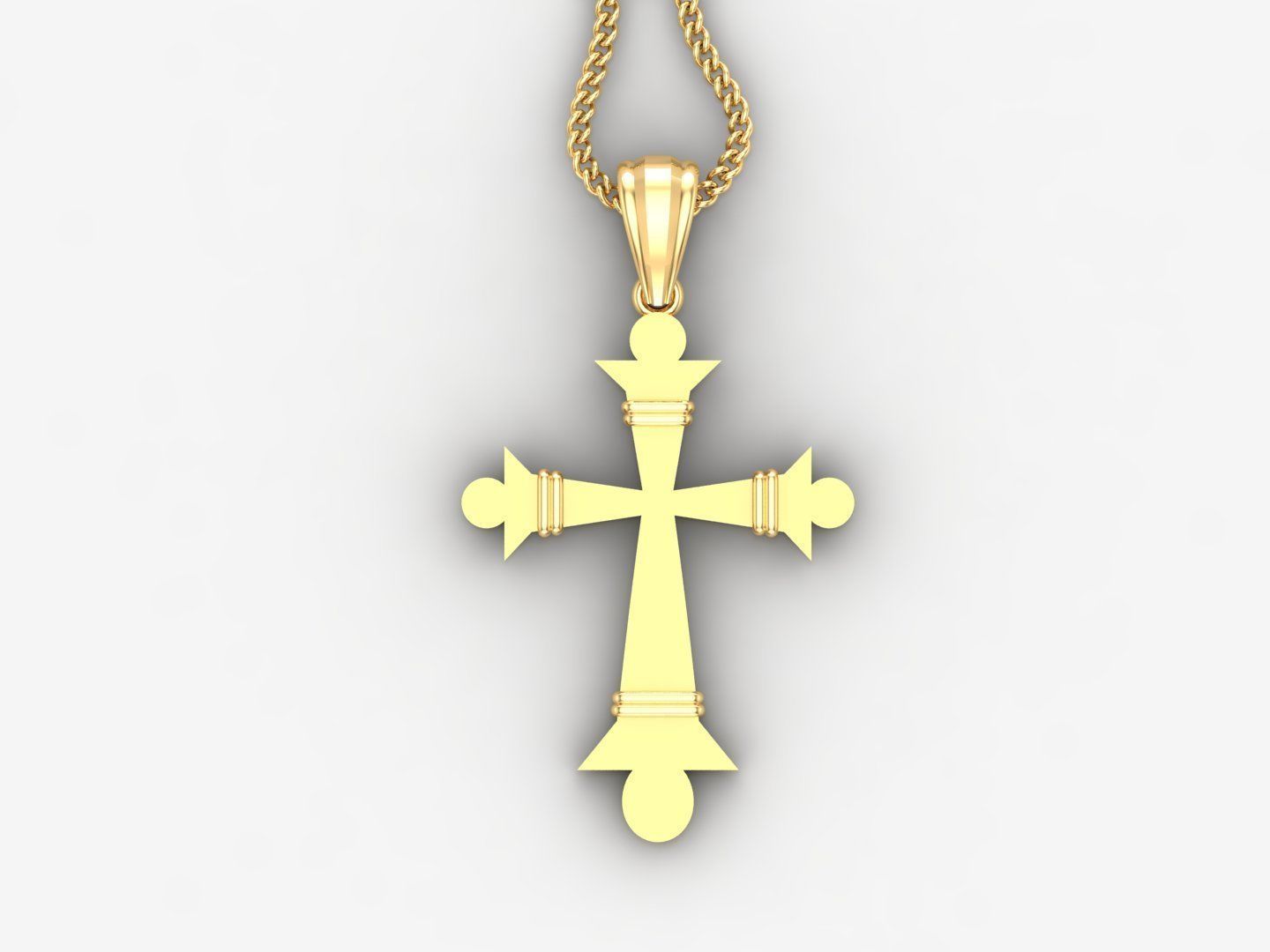 Light Gold 18K Cross Pendant 2CP096 3D print model_4