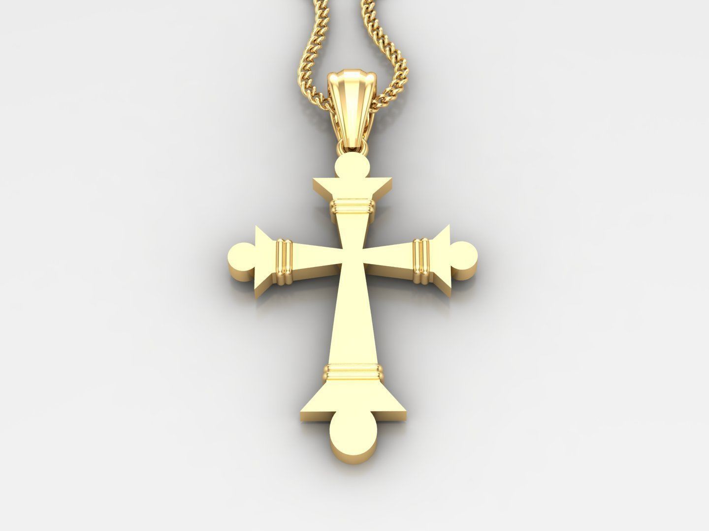 Light Gold 18K Cross Pendant 2CP096 3D print model_2