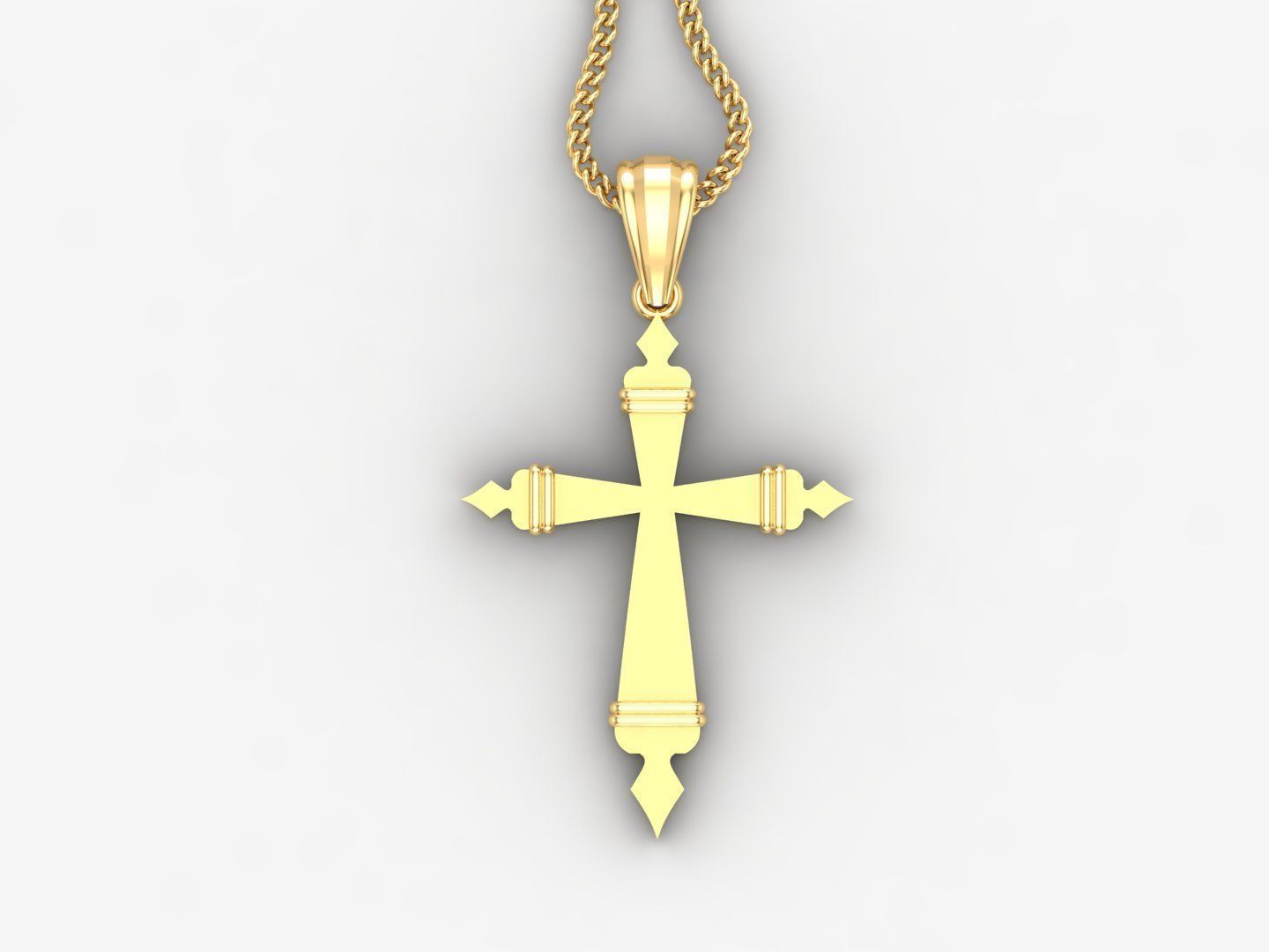 Light Gold 18K Cross Pendant 2CP095 3D print model_4