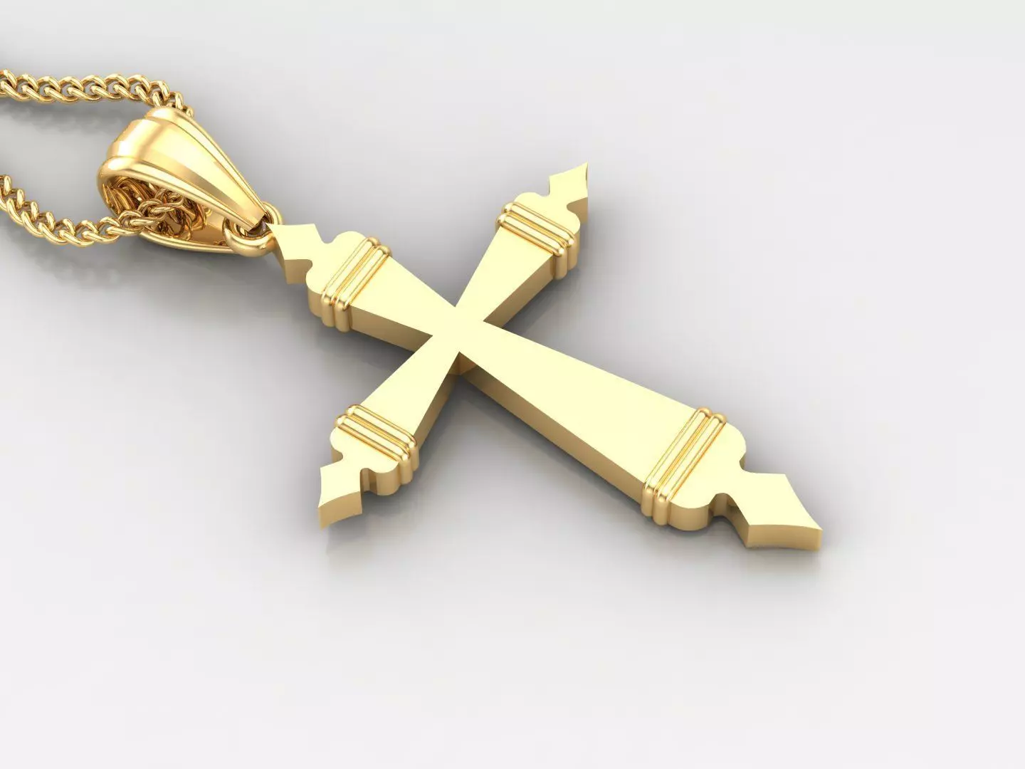 Light Gold 18K Cross Pendant 2CP095 3D print model_0