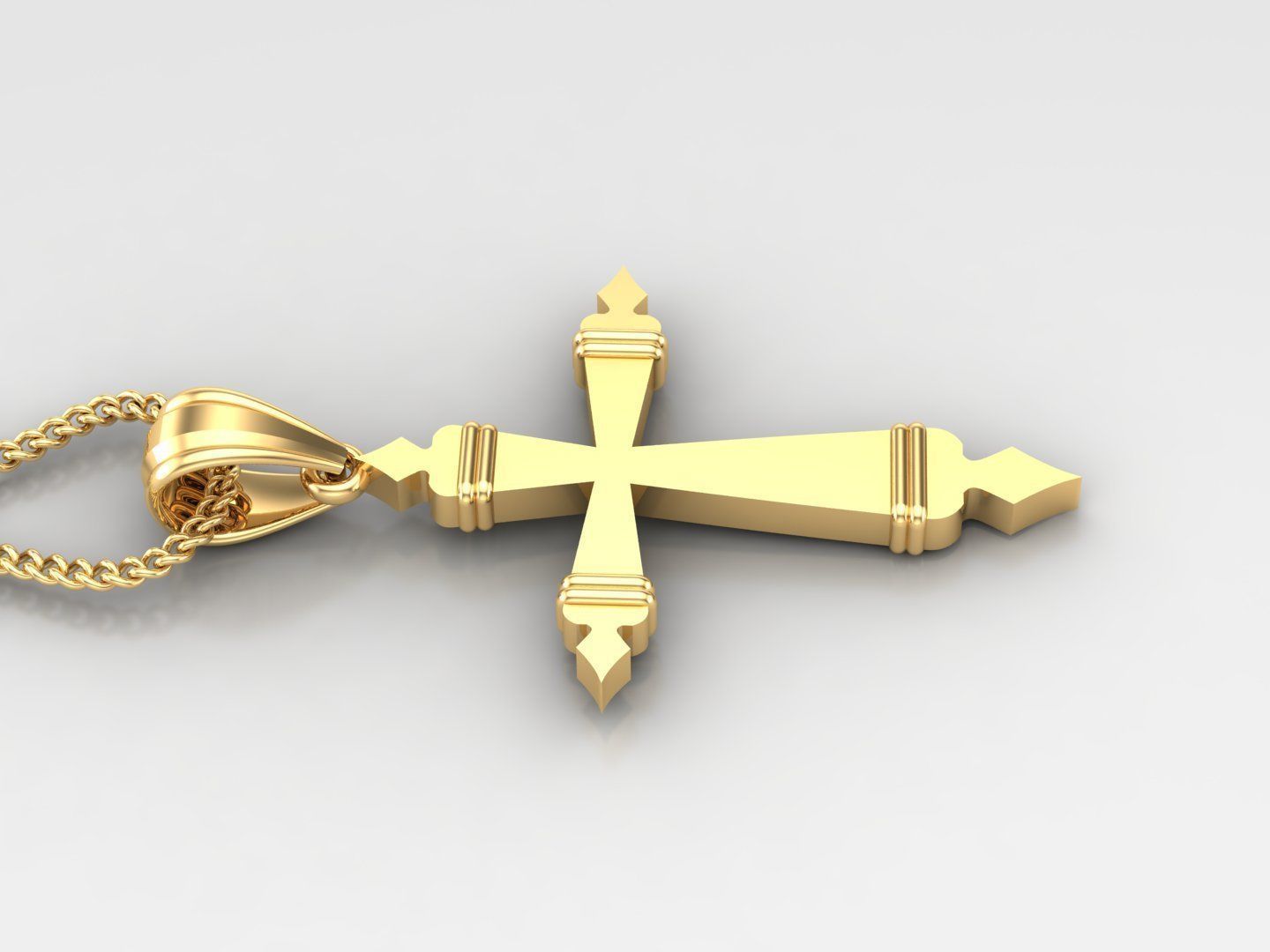 Light Gold 18K Cross Pendant 2CP095 3D print model_3