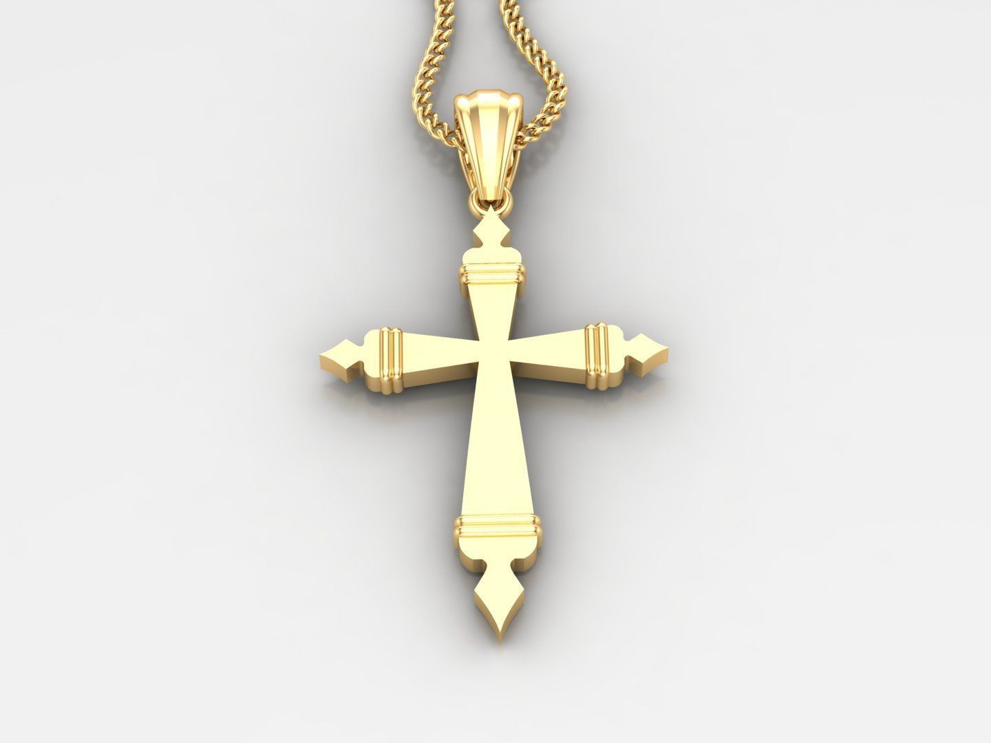 Light Gold 18K Cross Pendant 2CP095 3D print model_2