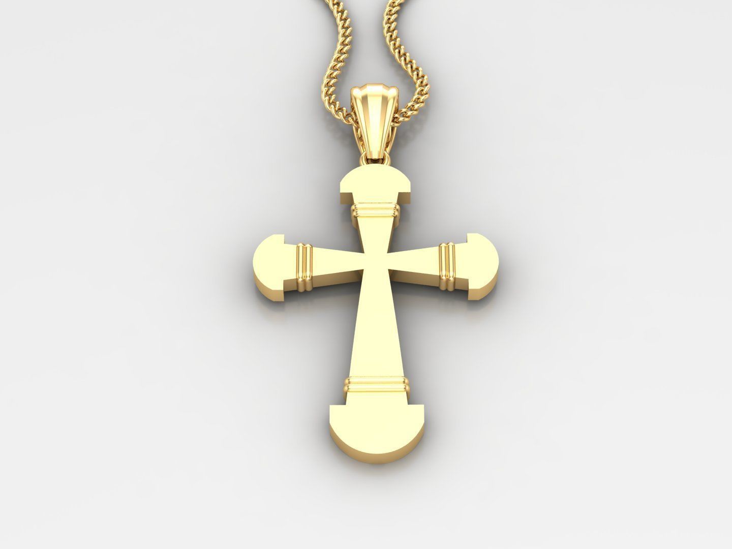 Light Gold 18K Cross Pendant 2CP094 3D print model_2