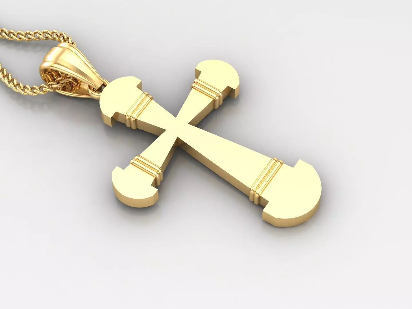 Light Gold 18K Cross Pendant 2CP094 3D print model_0