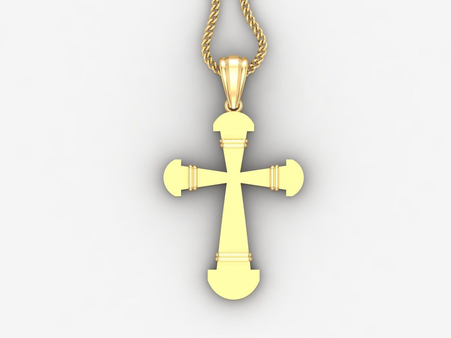 Light Gold 18K Cross Pendant 2CP094 3D print model_4