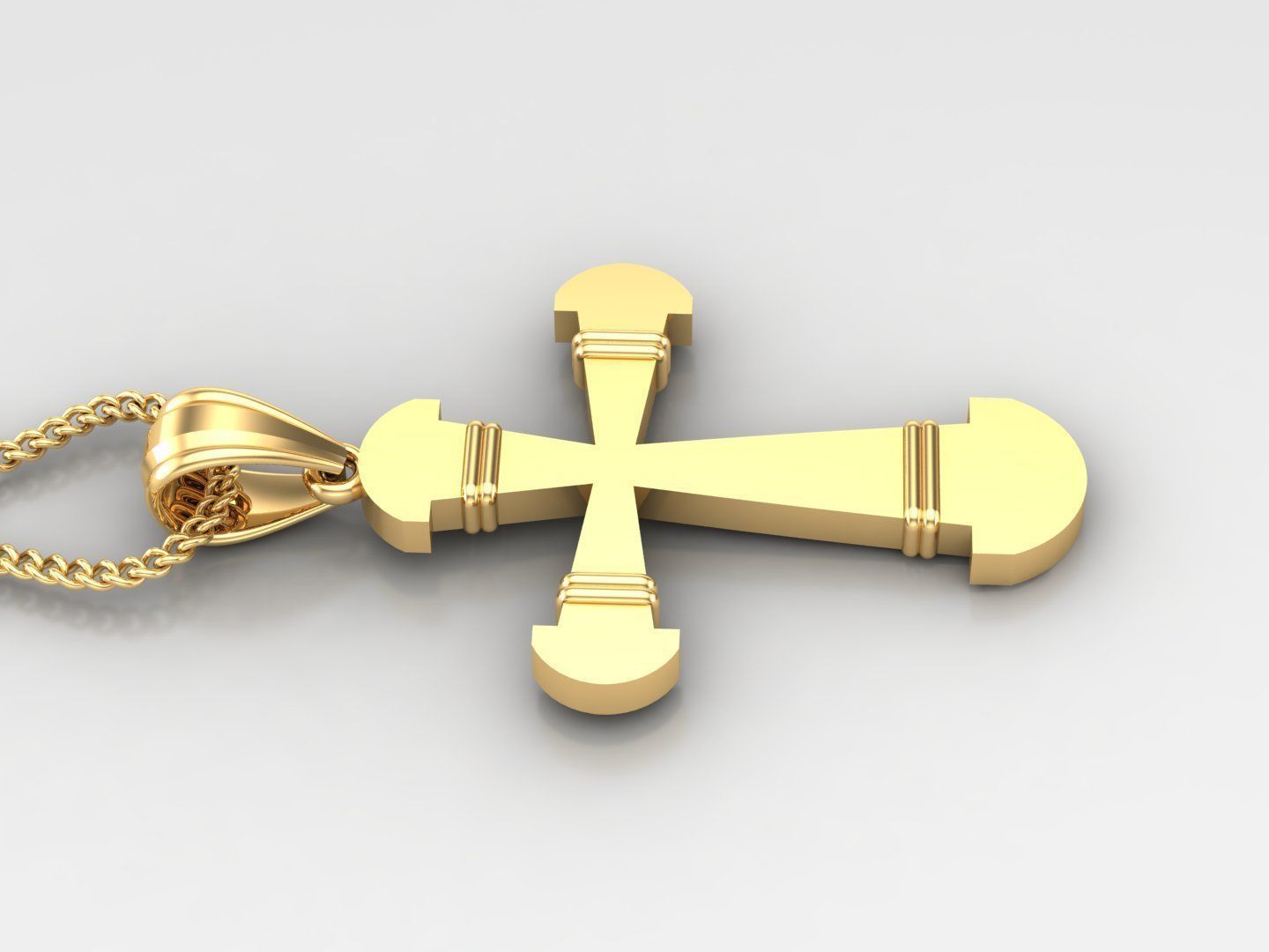 Light Gold 18K Cross Pendant 2CP094 3D print model_3