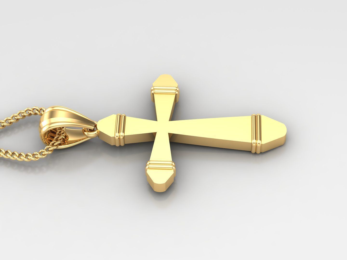 Light Gold 18K Cross Pendant 2CP093 3D print model_3
