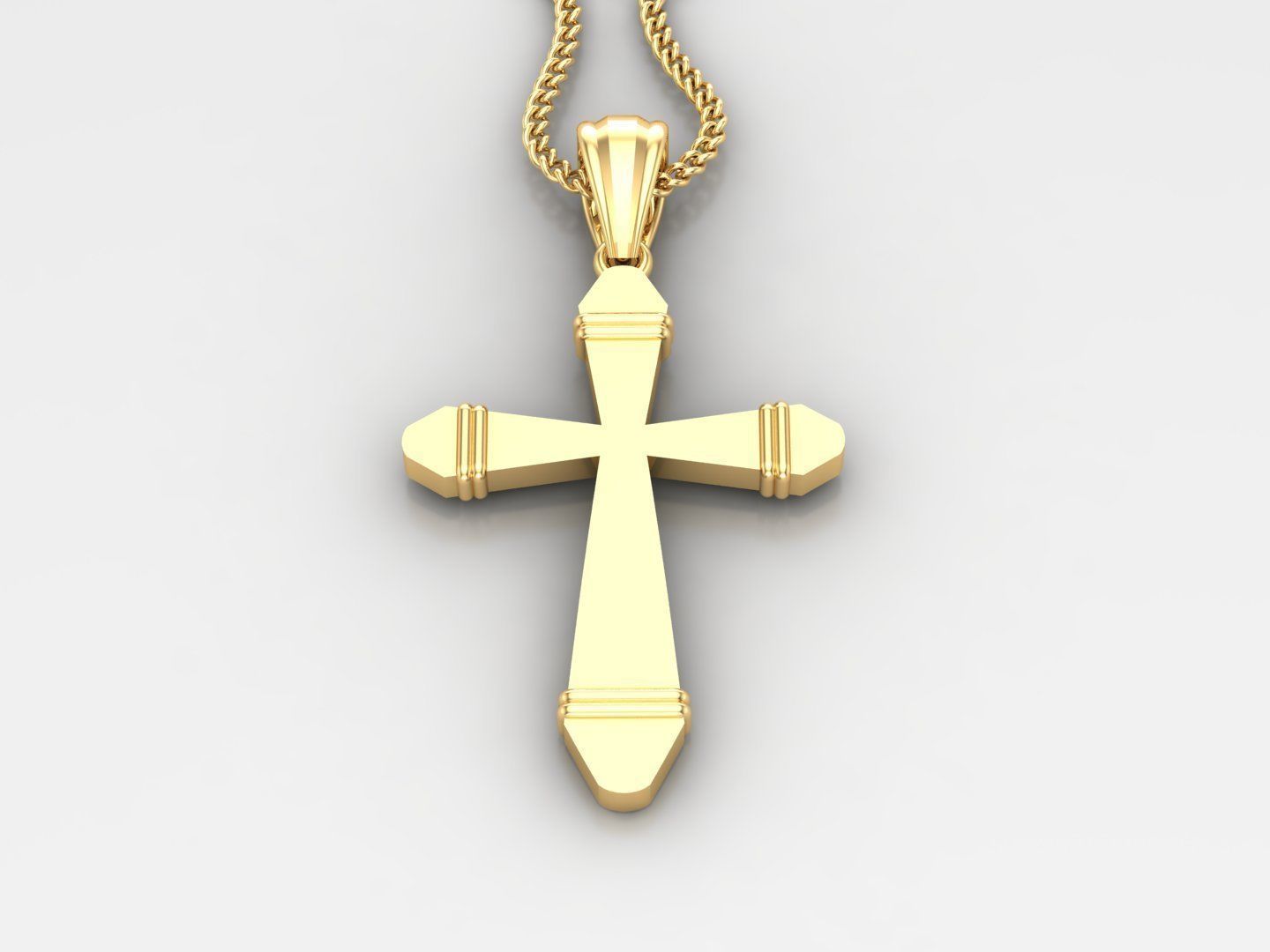 Light Gold 18K Cross Pendant 2CP093 3D print model_2
