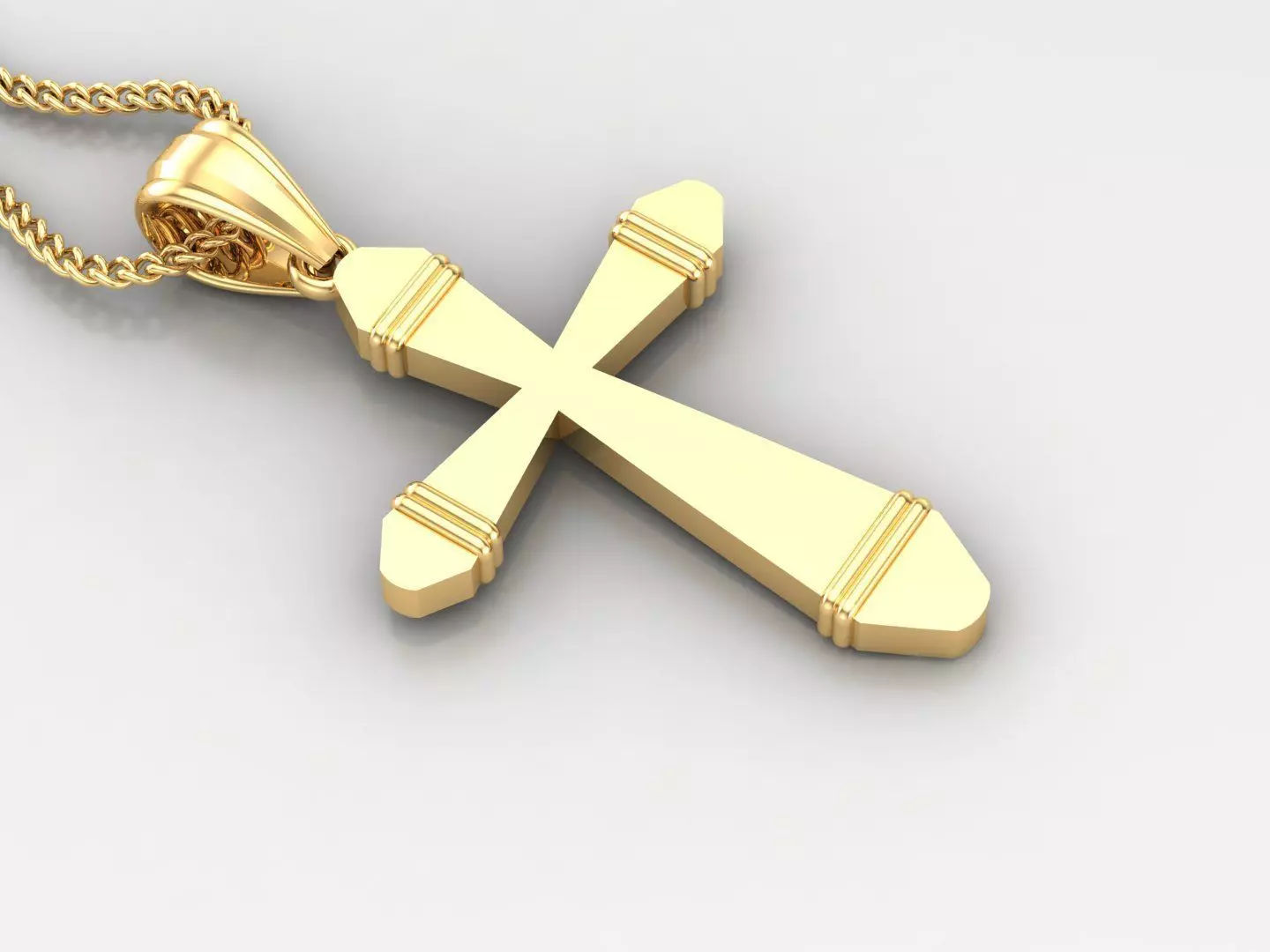 Light Gold 18K Cross Pendant 2CP093 3D print model_0