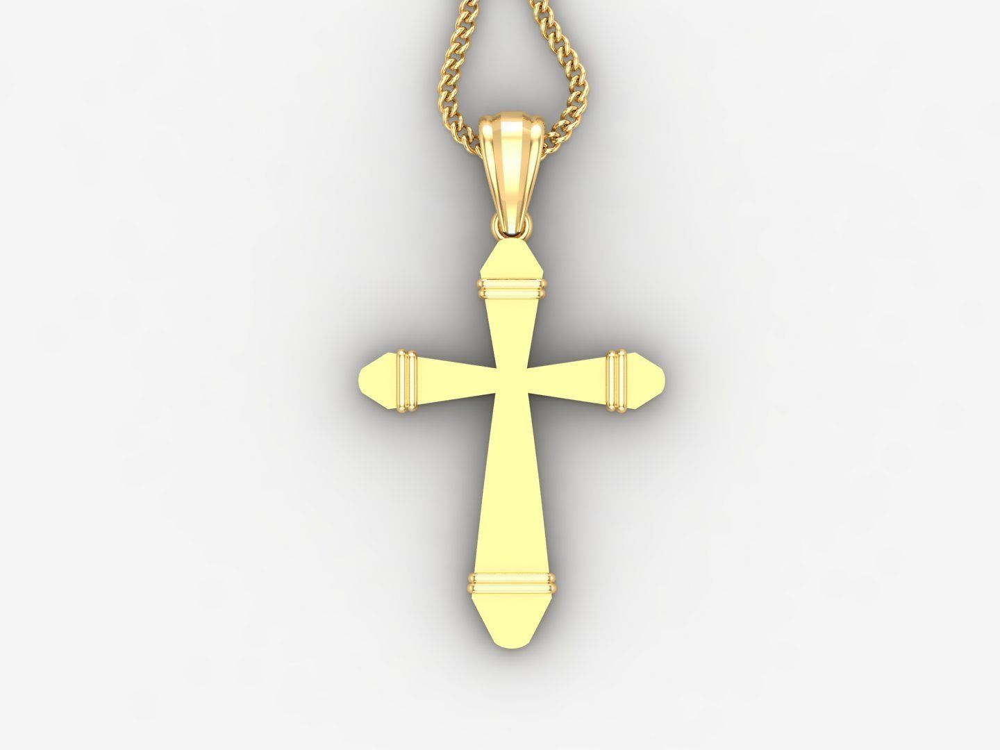 Light Gold 18K Cross Pendant 2CP093 3D print model_4
