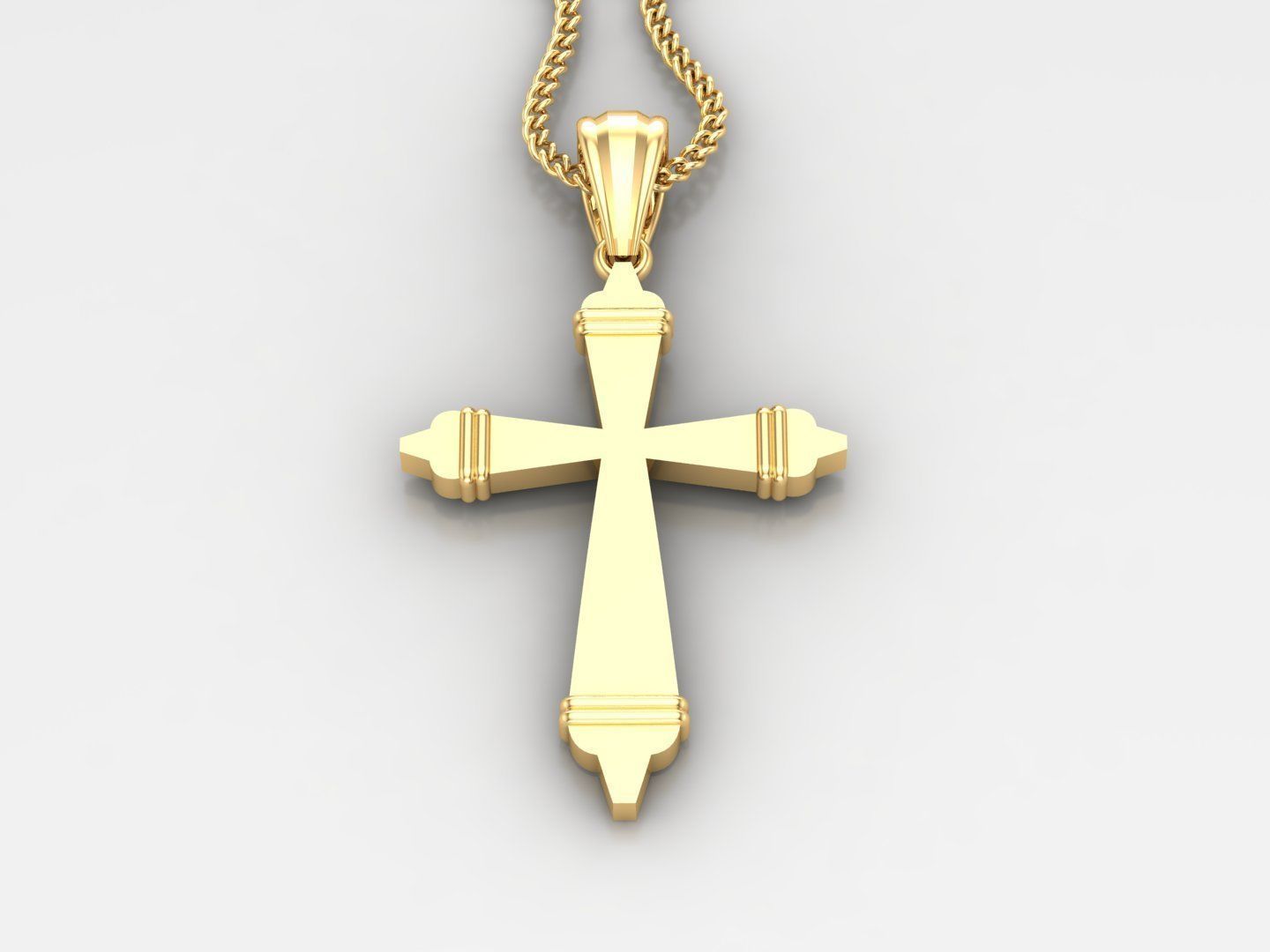 Light Gold 18K Cross Pendant 2CP092 3D print model_2