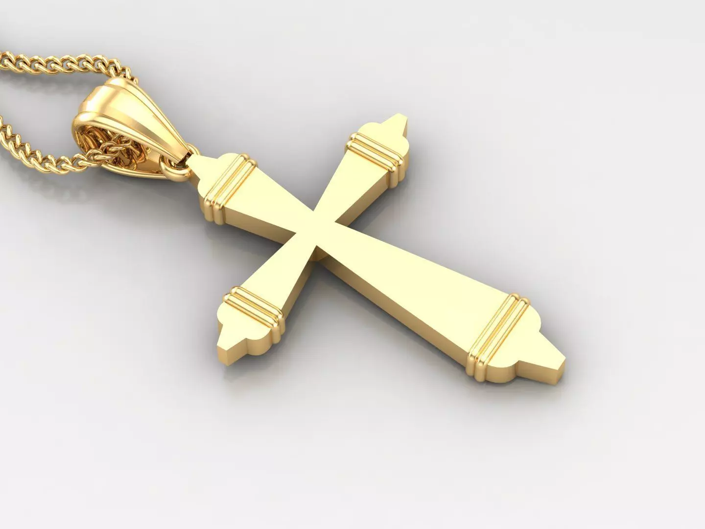 Light Gold 18K Cross Pendant 2CP092 3D print model_0