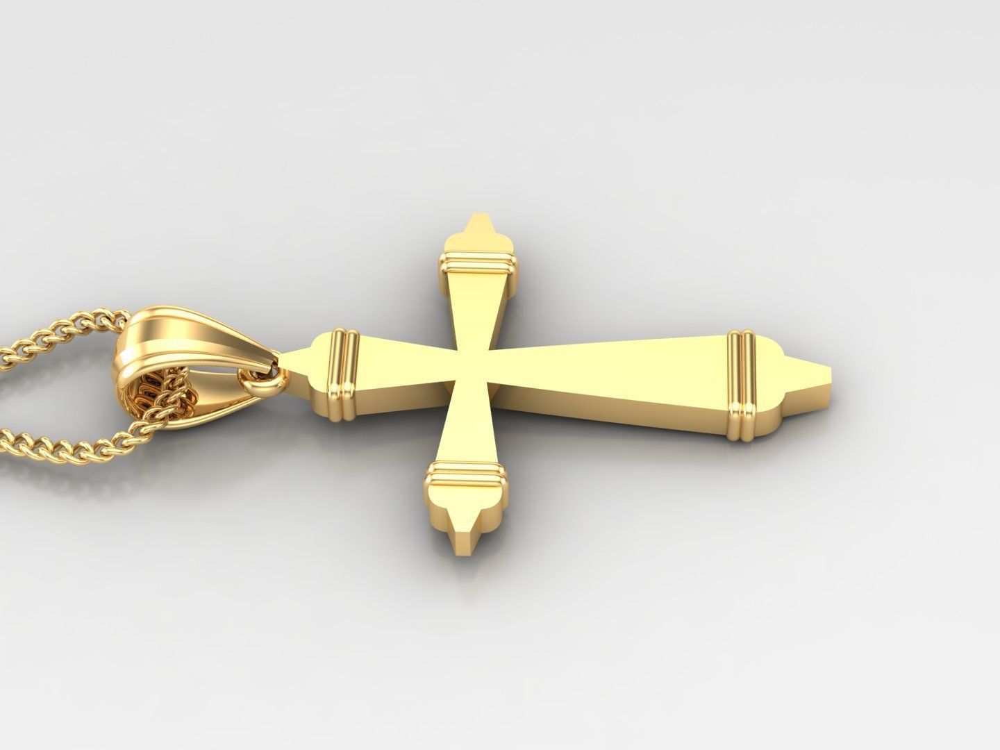 Light Gold 18K Cross Pendant 2CP092 3D print model_3