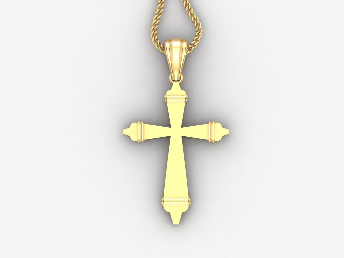 Light Gold 18K Cross Pendant 2CP092 3D print model_4