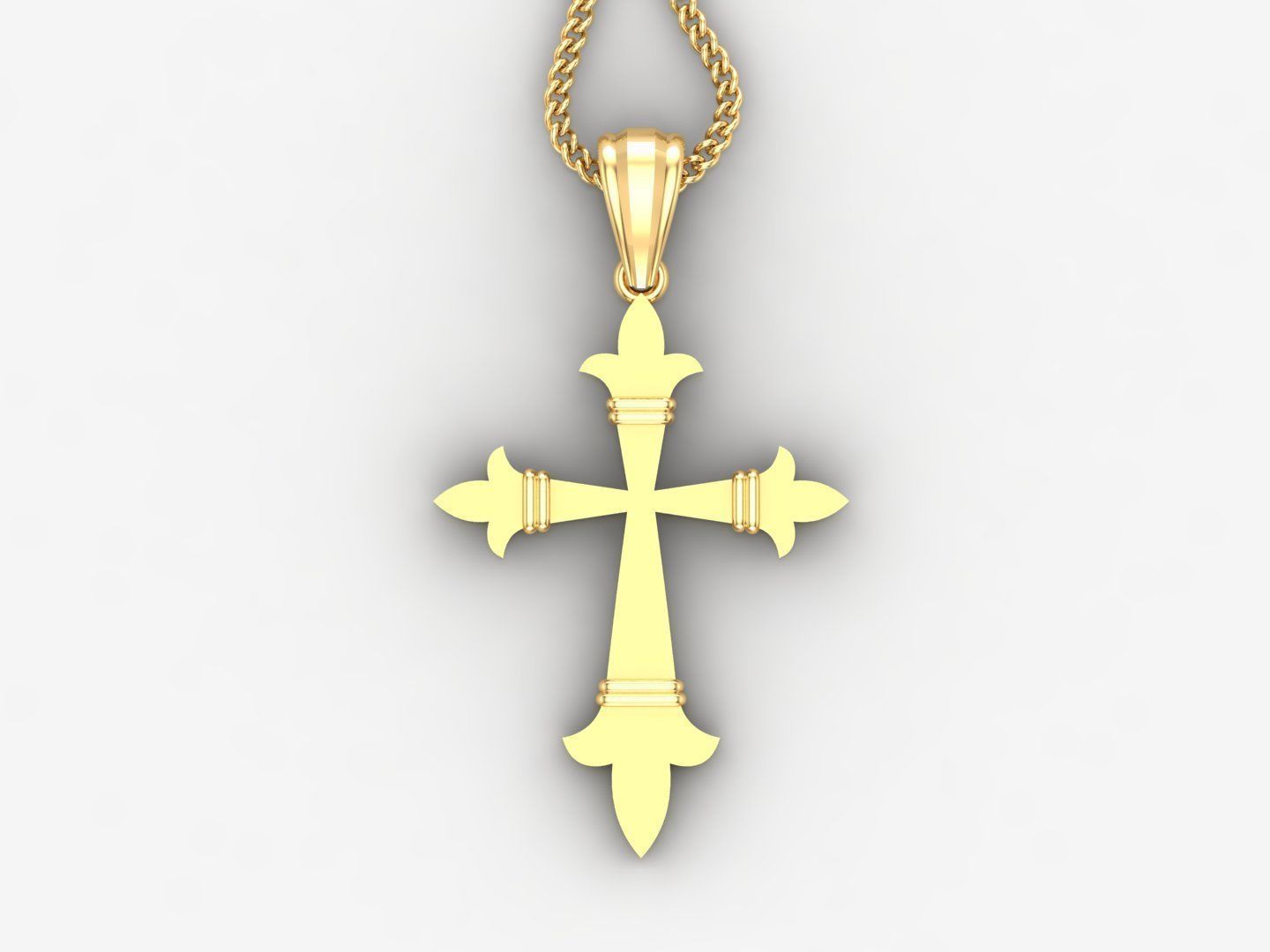 Light Gold 18K Cross Pendant 2CP087 3D print model_4