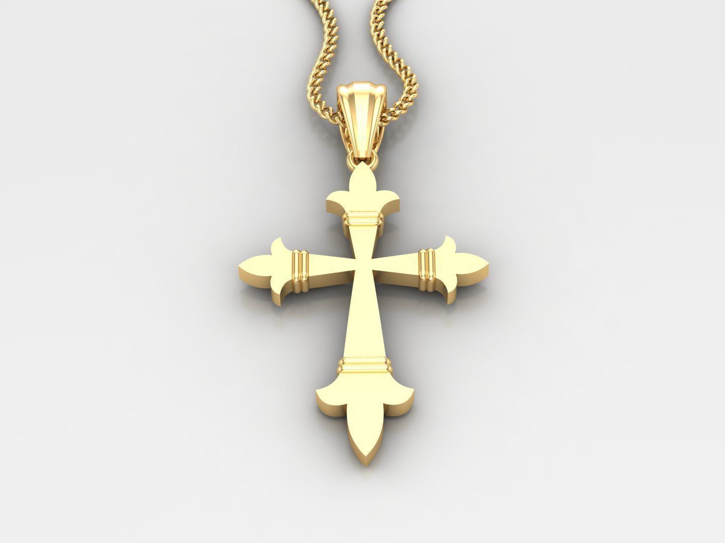 Light Gold 18K Cross Pendant 2CP087 3D print model_2
