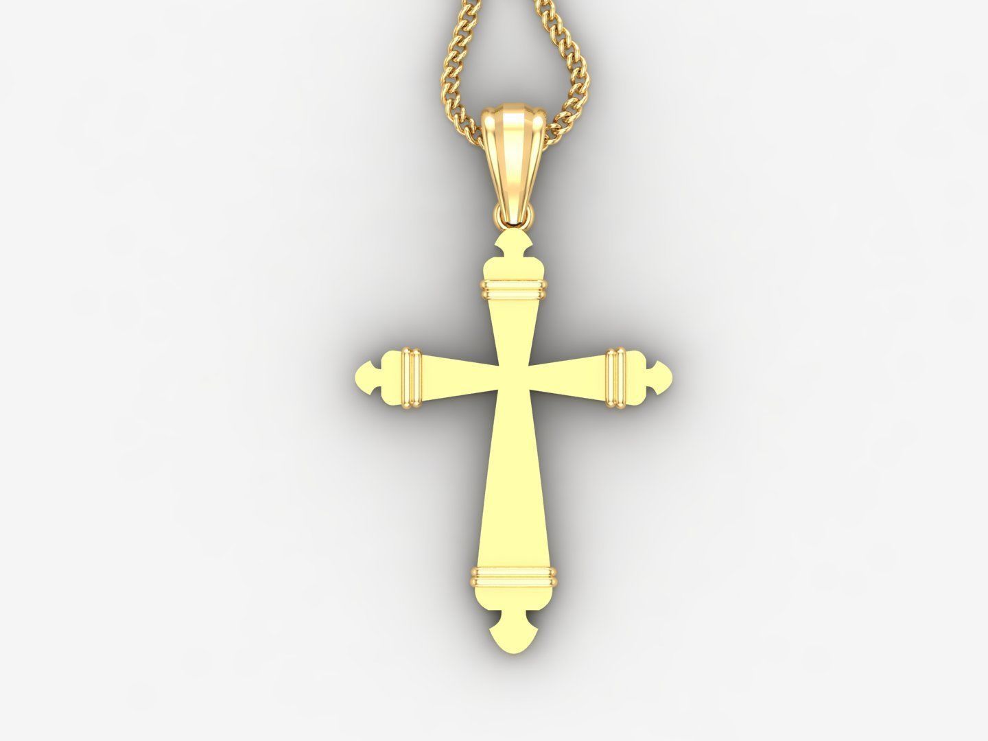 Light Gold 18K Cross Pendant 2CP086 3D print model_4