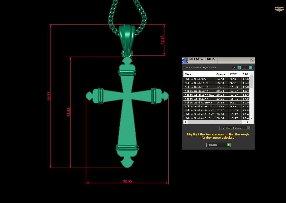 Light Gold 18K Cross Pendant 2CP086 3D print model_1