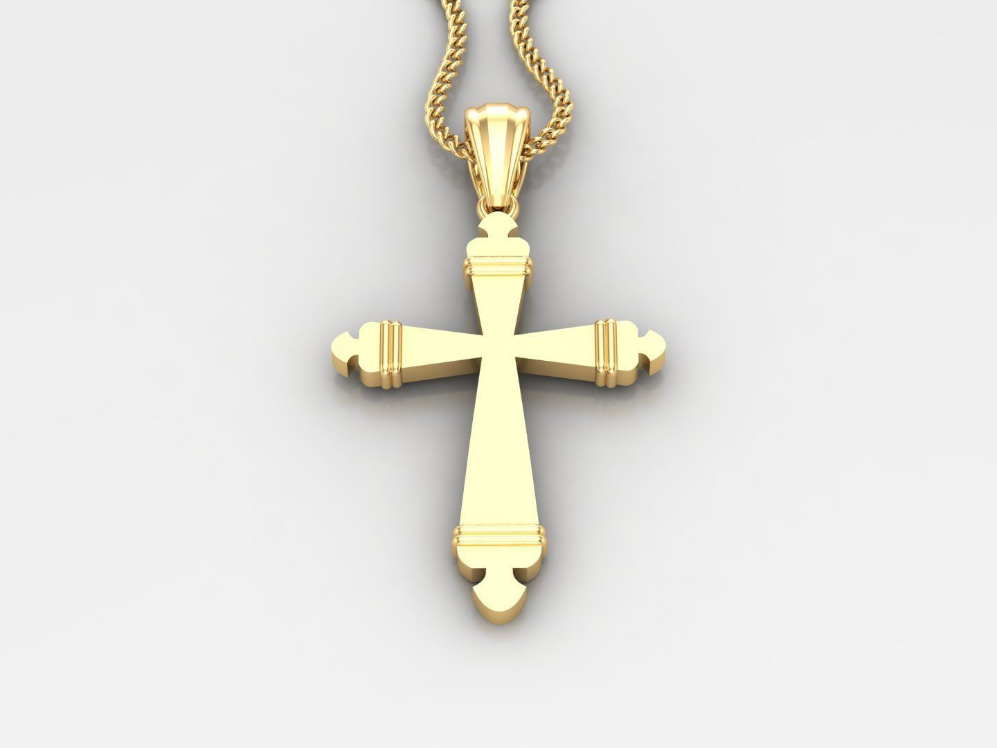 Light Gold 18K Cross Pendant 2CP086 3D print model_2