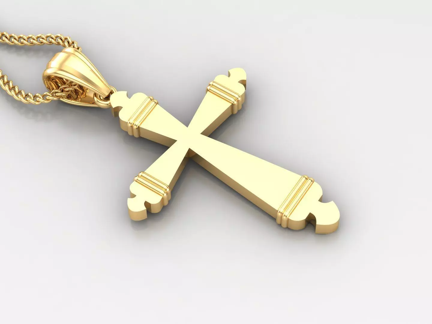 Light Gold 18K Cross Pendant 2CP086 3D print model_0