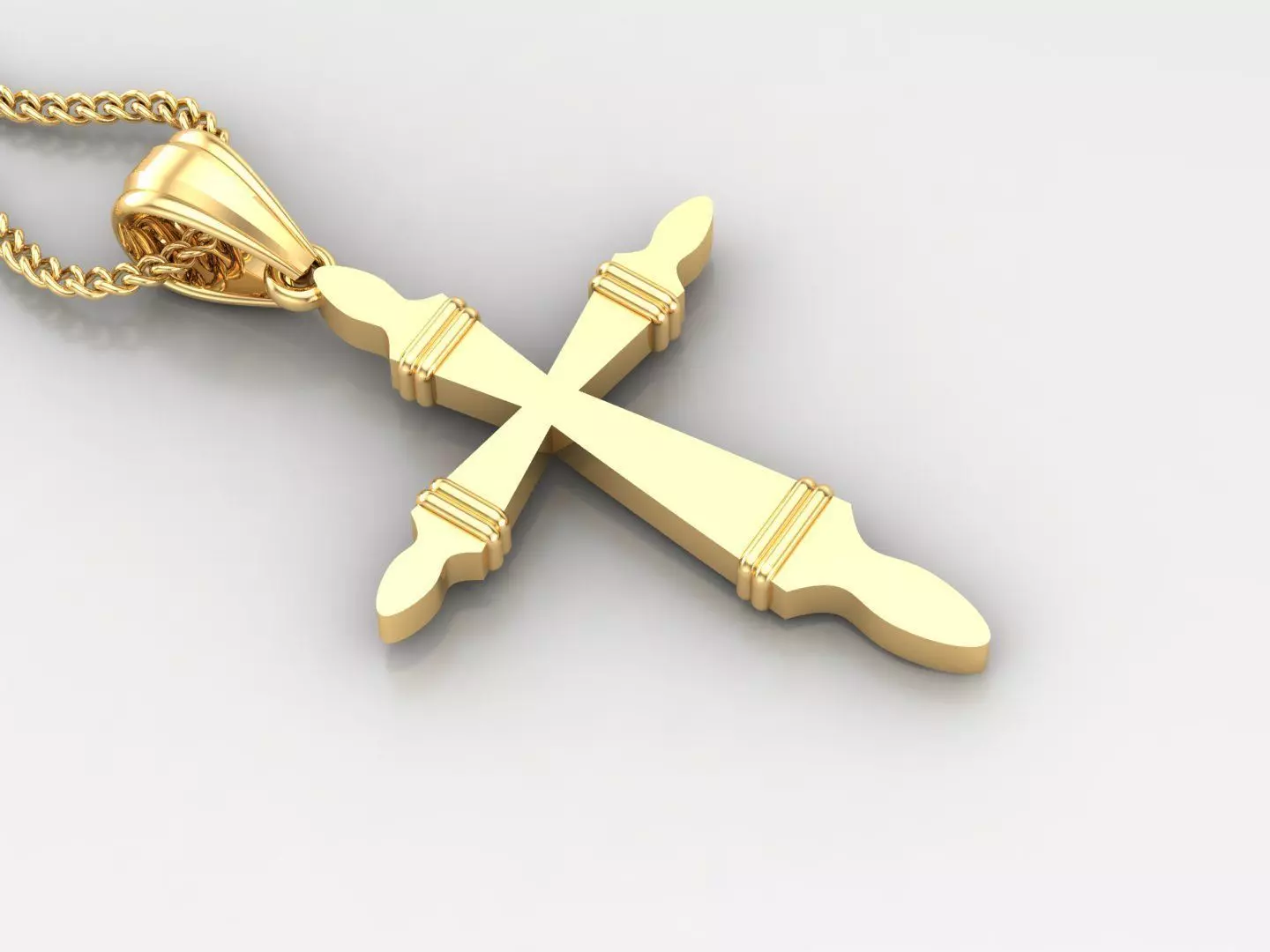 Light Gold 18K Cross Pendant 2CP085 3D print model_0