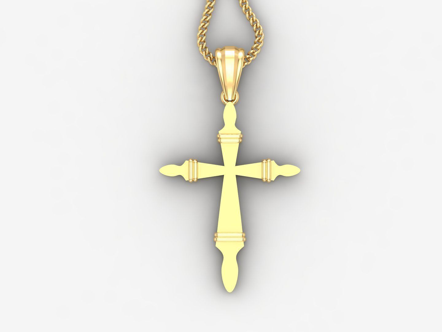 Light Gold 18K Cross Pendant 2CP085 3D print model_4