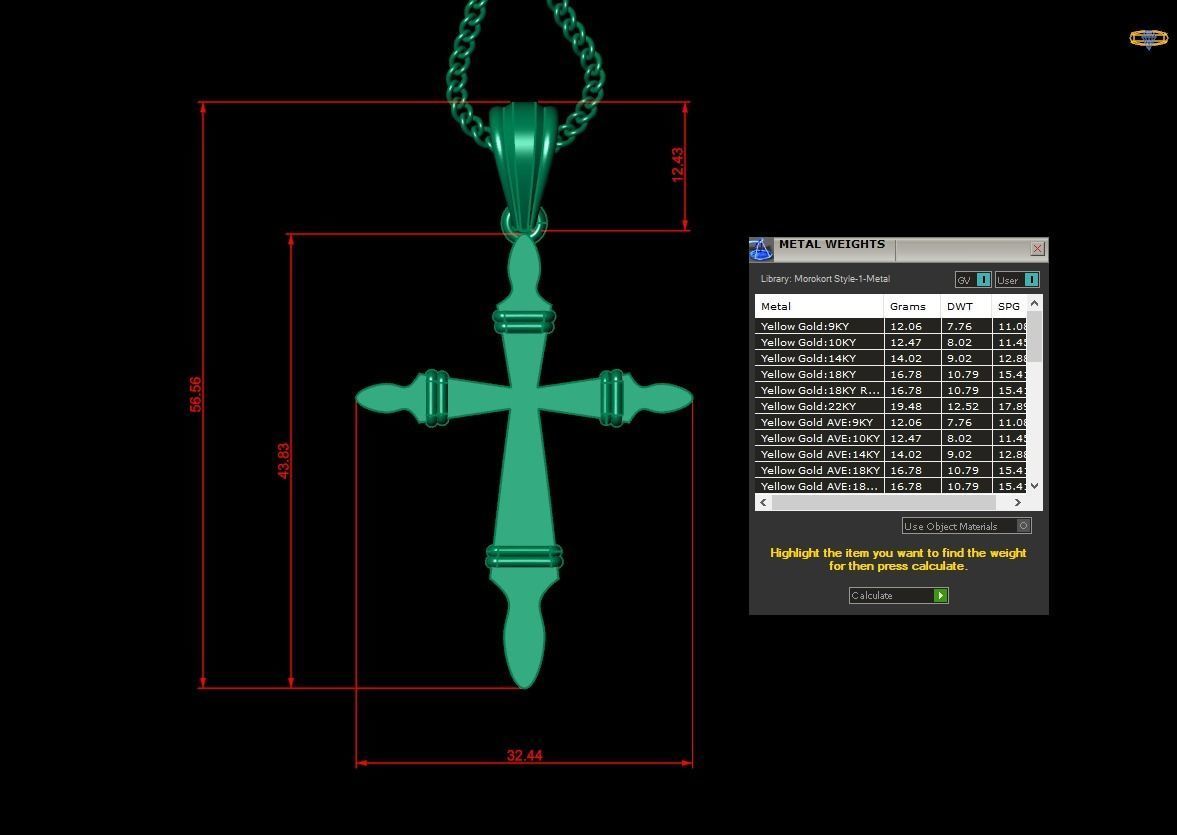 Light Gold 18K Cross Pendant 2CP085 3D print model_1