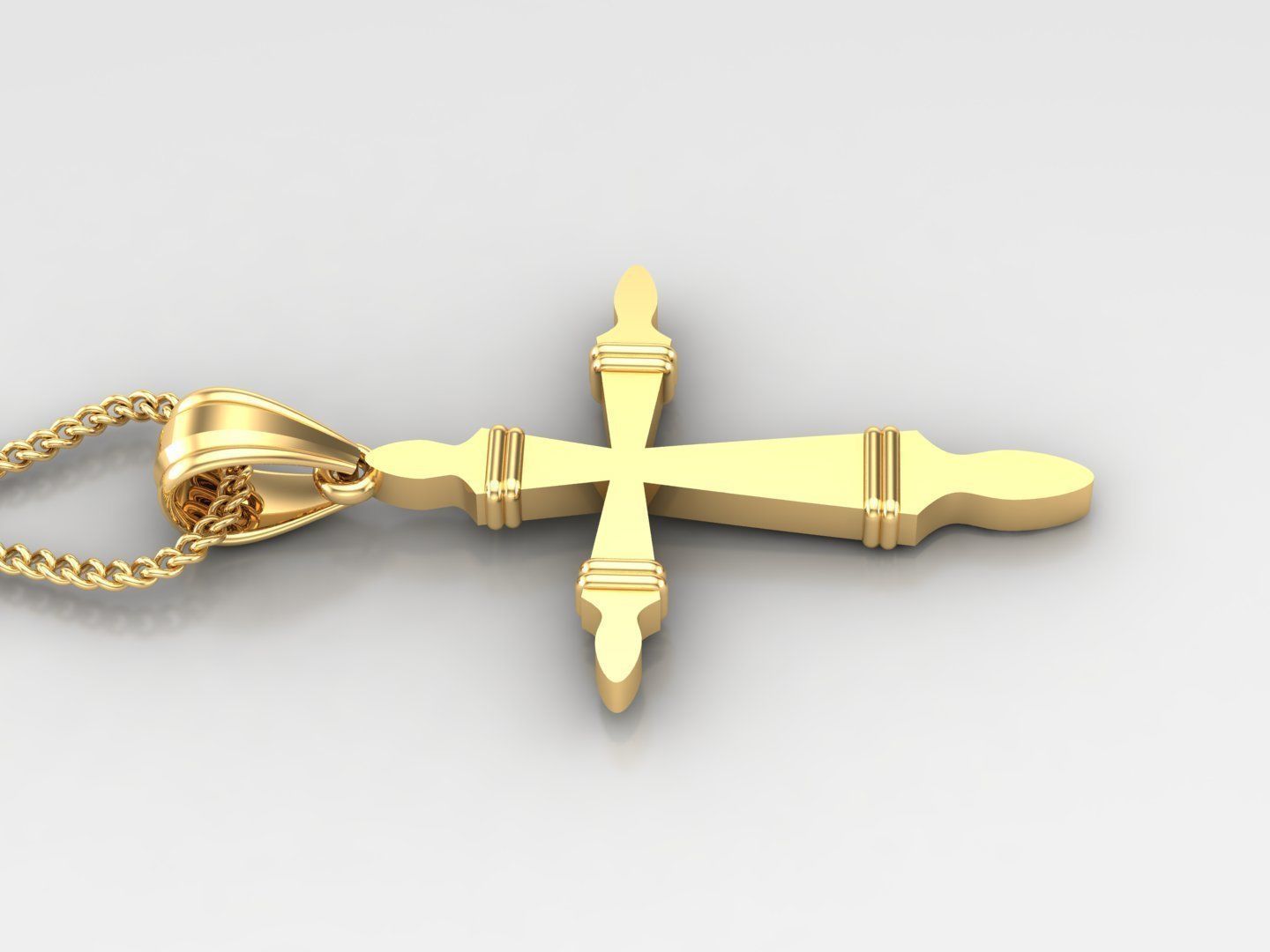 Light Gold 18K Cross Pendant 2CP085 3D print model_3