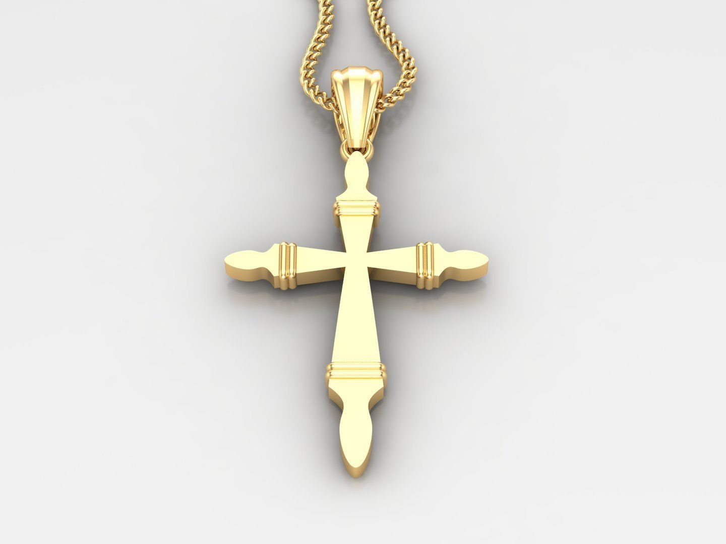 Light Gold 18K Cross Pendant 2CP085 3D print model_2