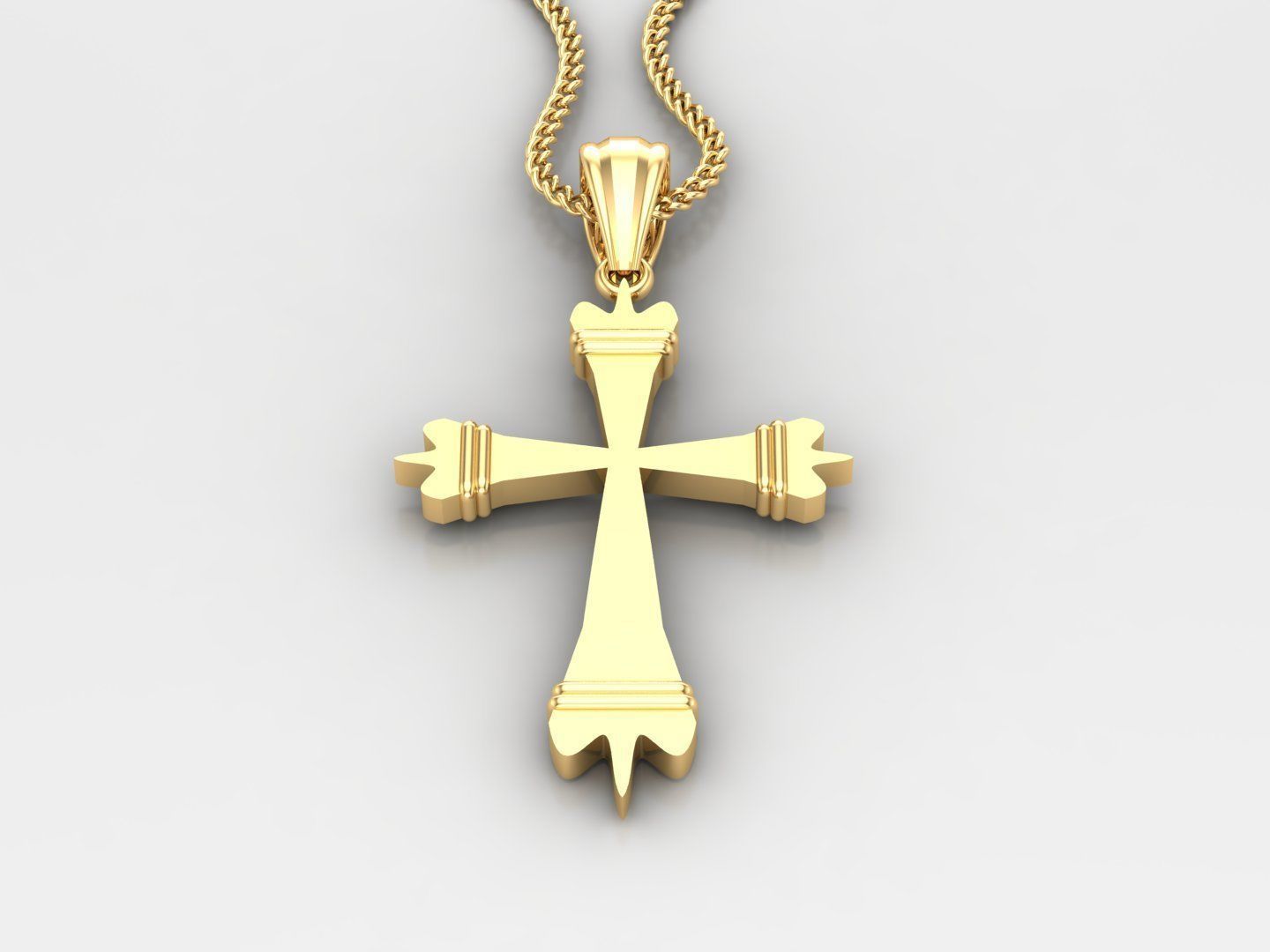 Light Gold 18K Cross Pendant 2CP081 3D print model_2