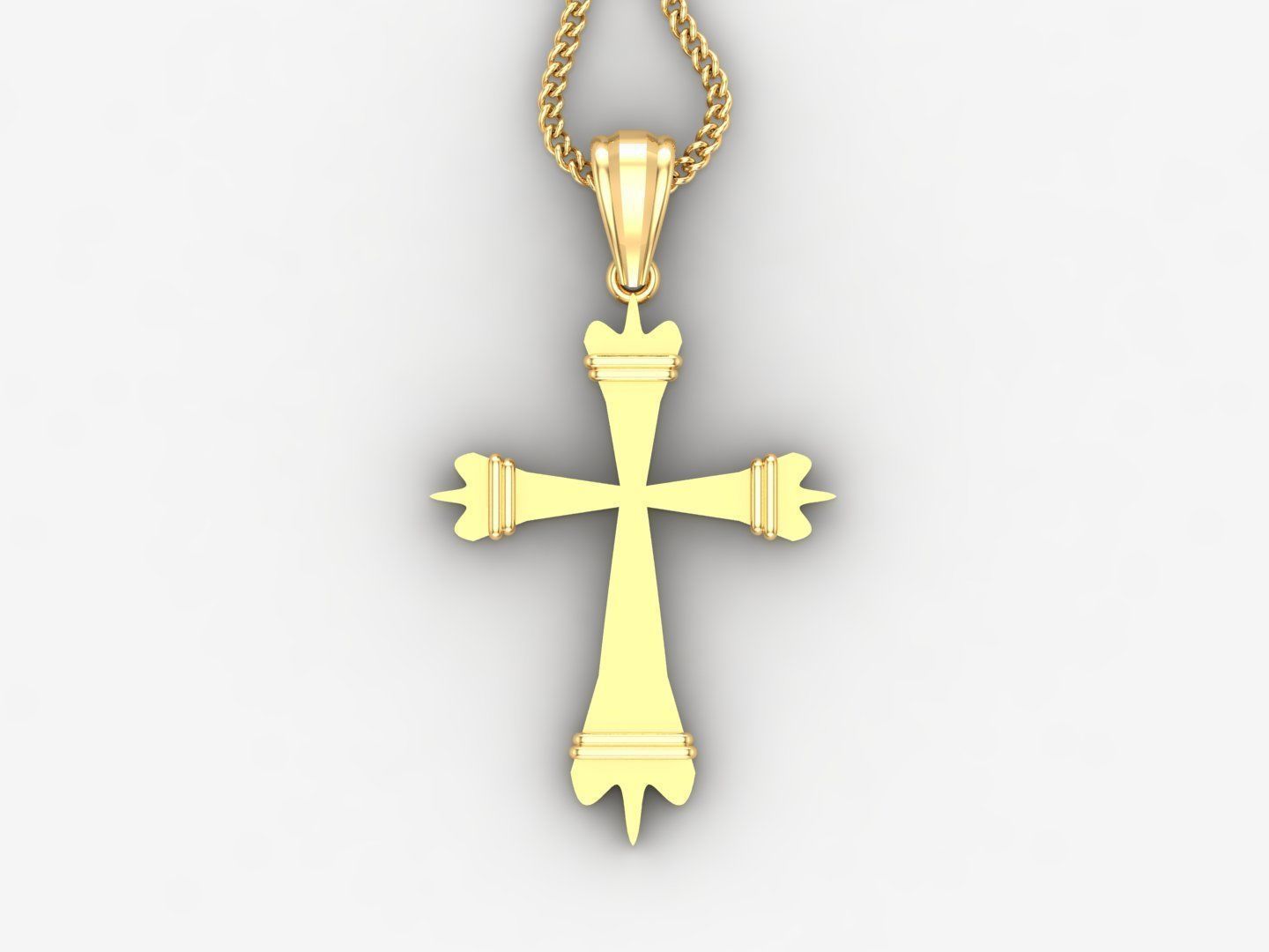 Light Gold 18K Cross Pendant 2CP081 3D print model_4